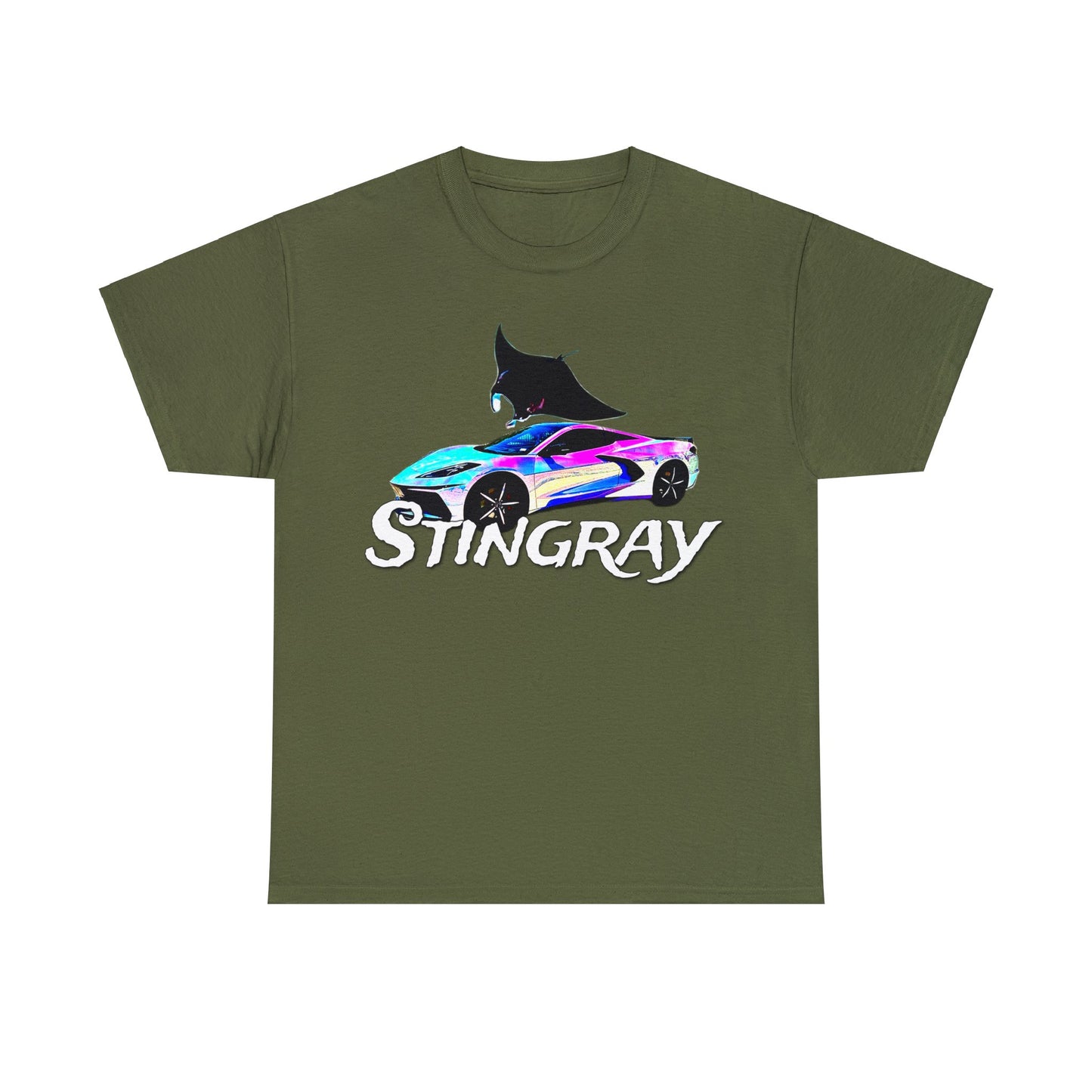 Sting Ray Car, Vette, Stingray Sports Car American Automobile Heavy Cotton Tee