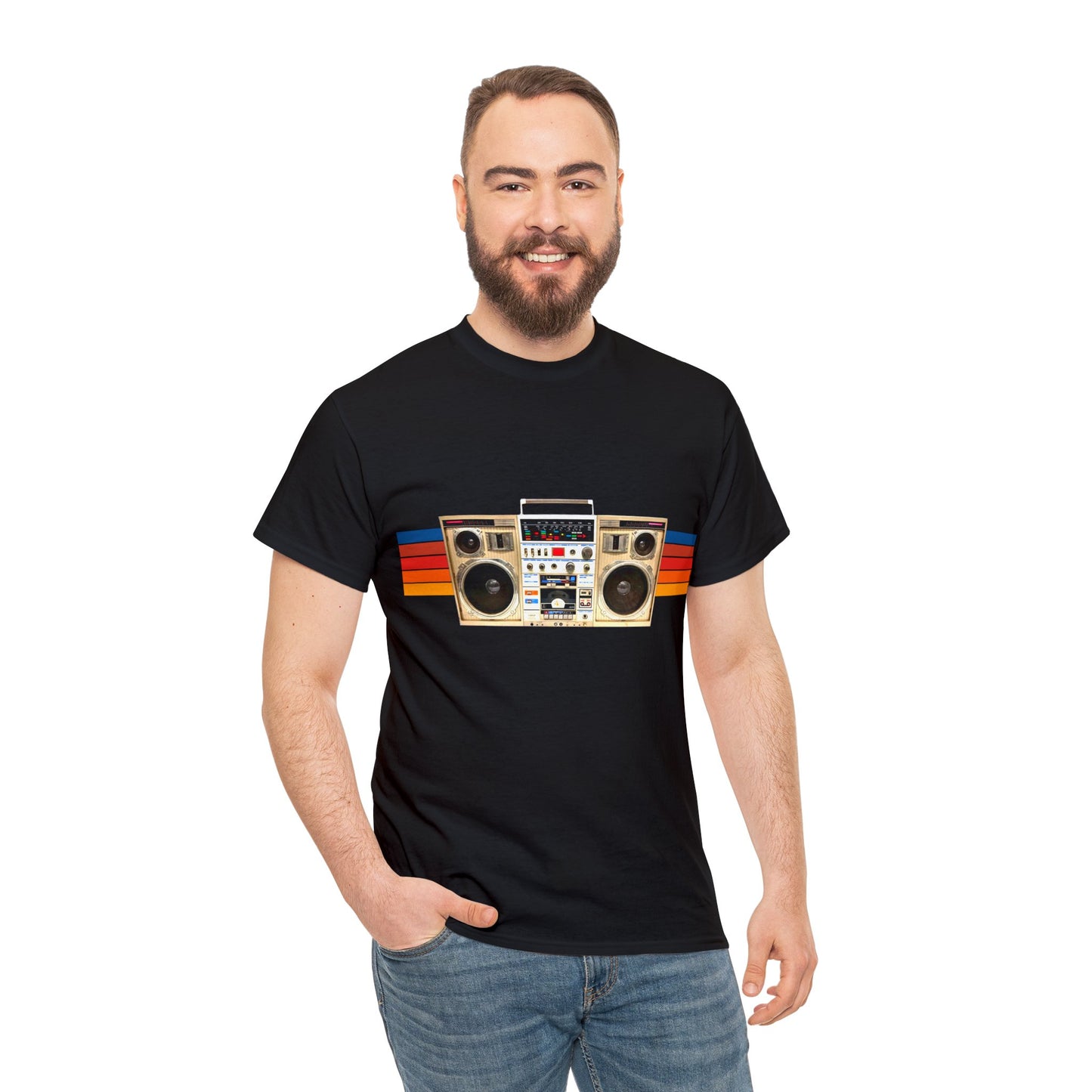 Jam Box, Ghetto Blaster, Boombox, Vintage Radio, Retro Cassette Player Heavy Cotton Tee