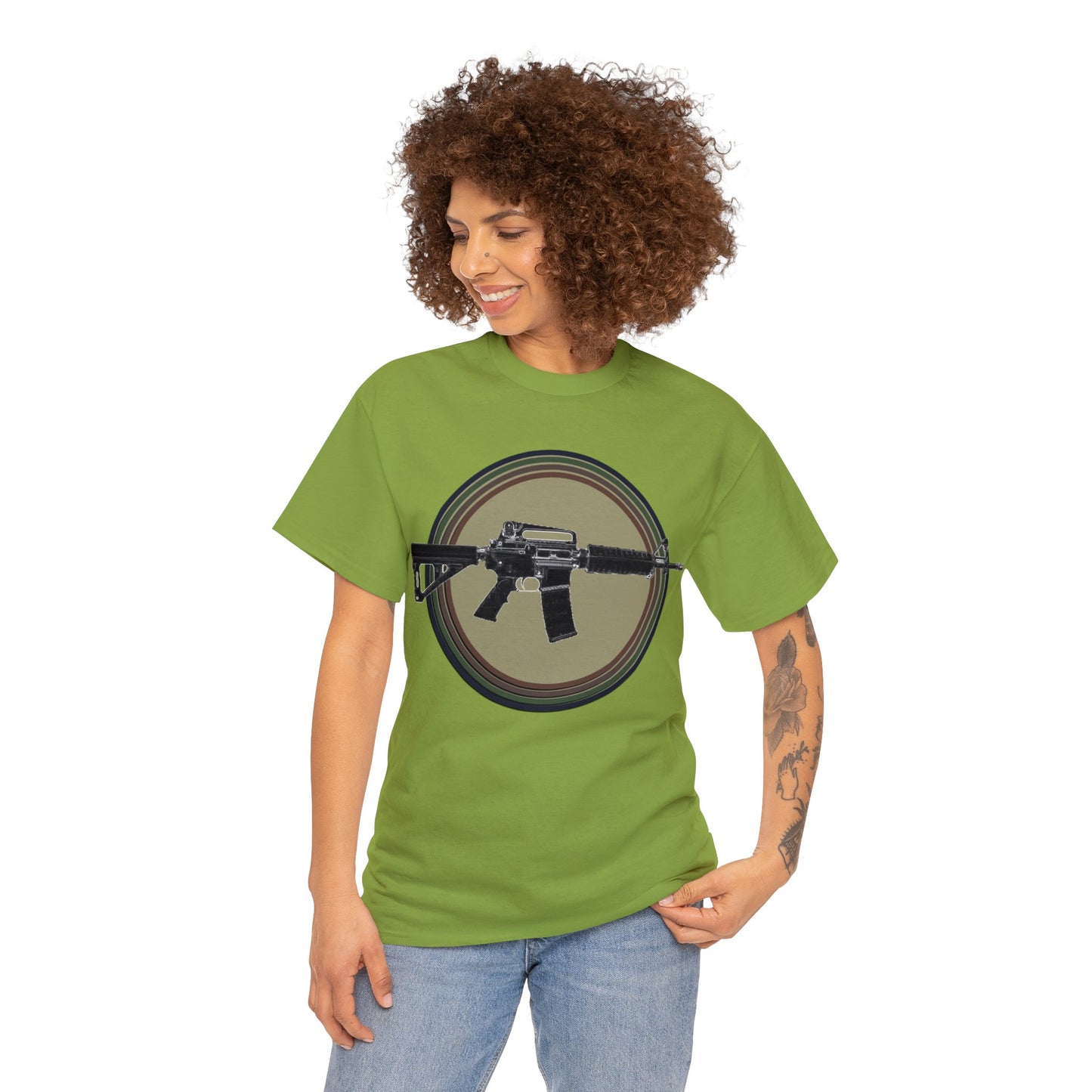 AR 15, Tactitcal Gun, Military Gun, Machine Gun Heavy Cotton Tee