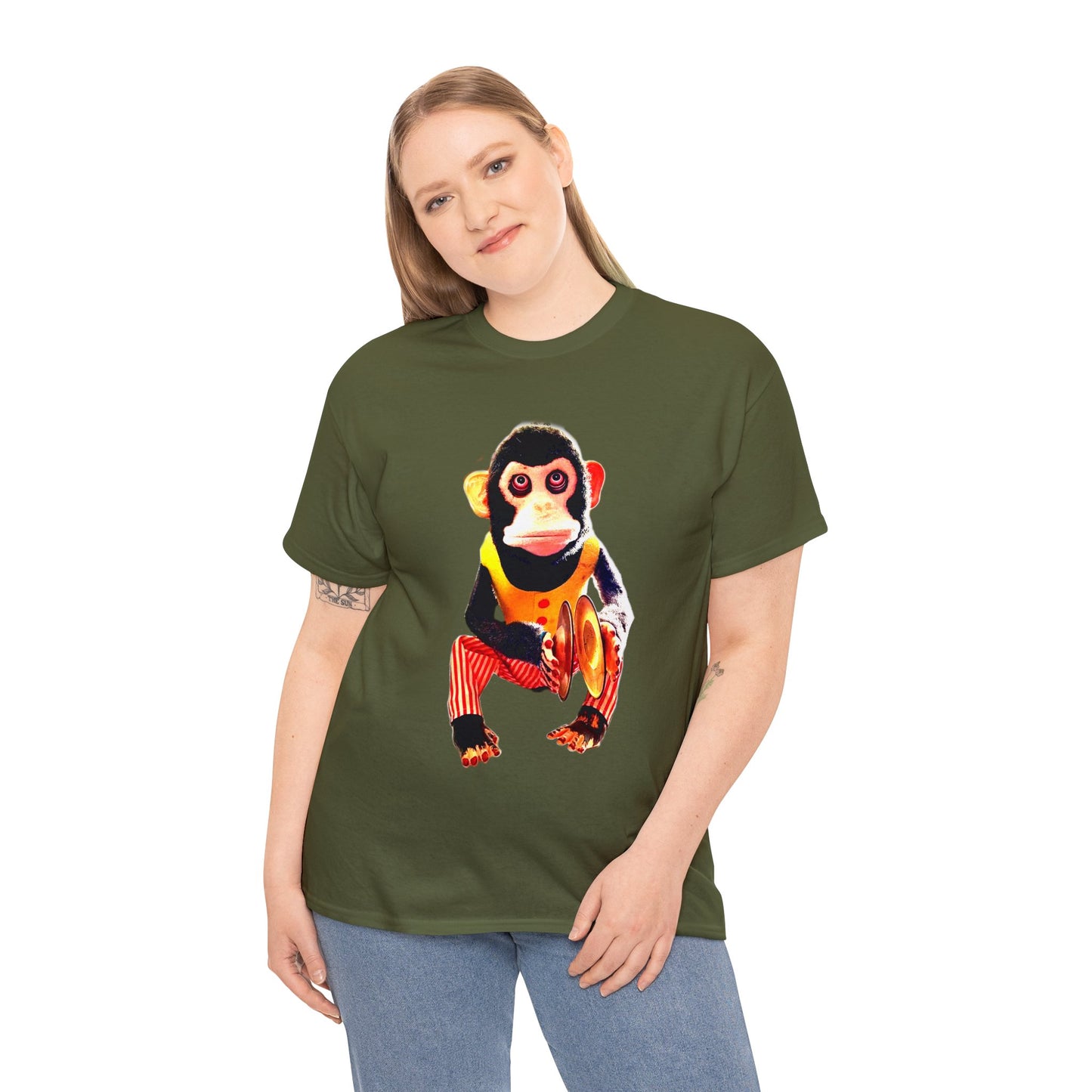 Cymbal Chimp Toy, Jolly Monkey With Cymbals Vintage Retro Heavy Cotton Tee