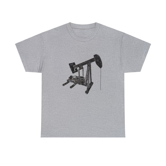 Vintage Retro Oil Field Pump Jack Heavy Cotton Tee