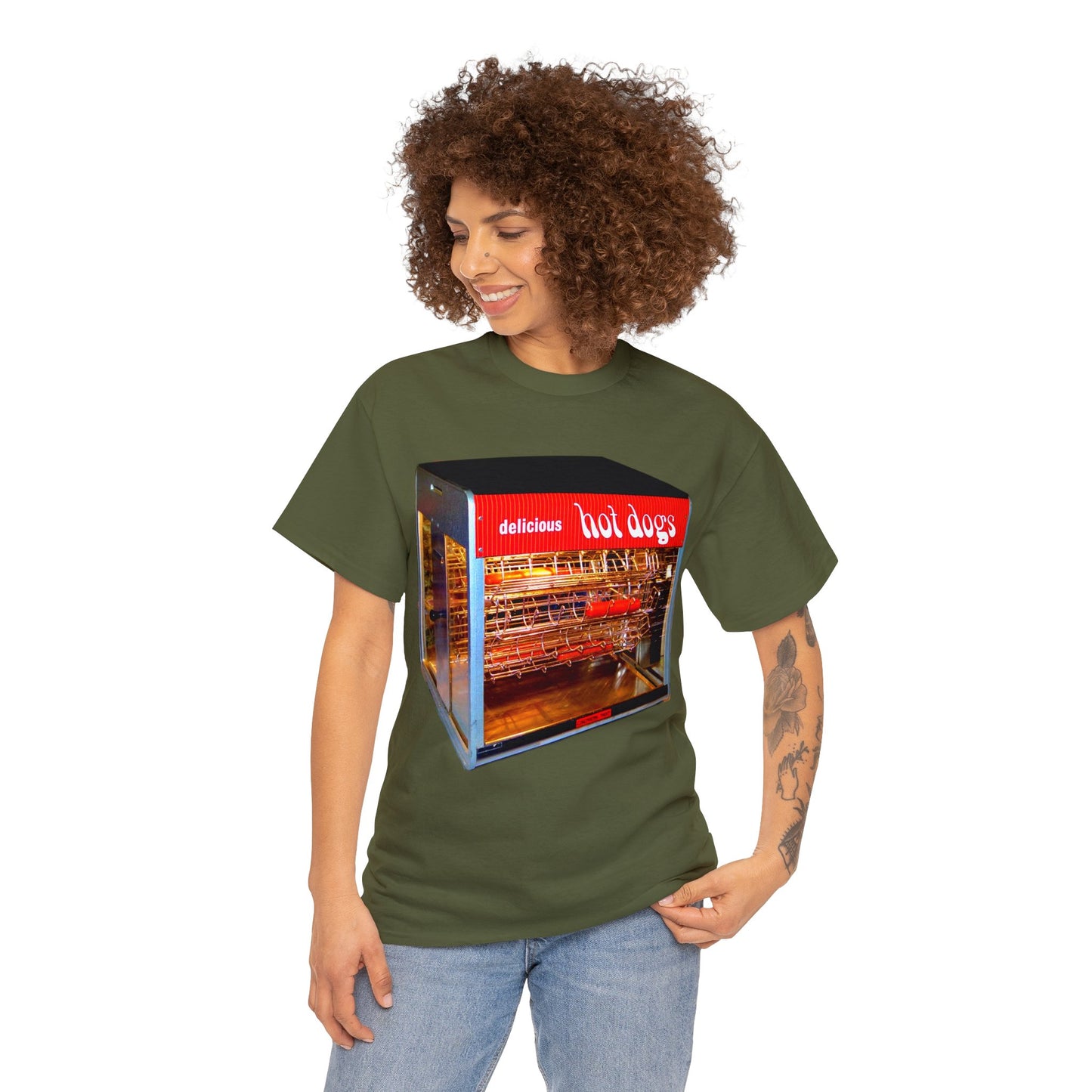 Hot Dog Roller, Hot Dog Vendor, Hot Dog Machine, Delicious Hot Dogs Heavy Cotton Tee