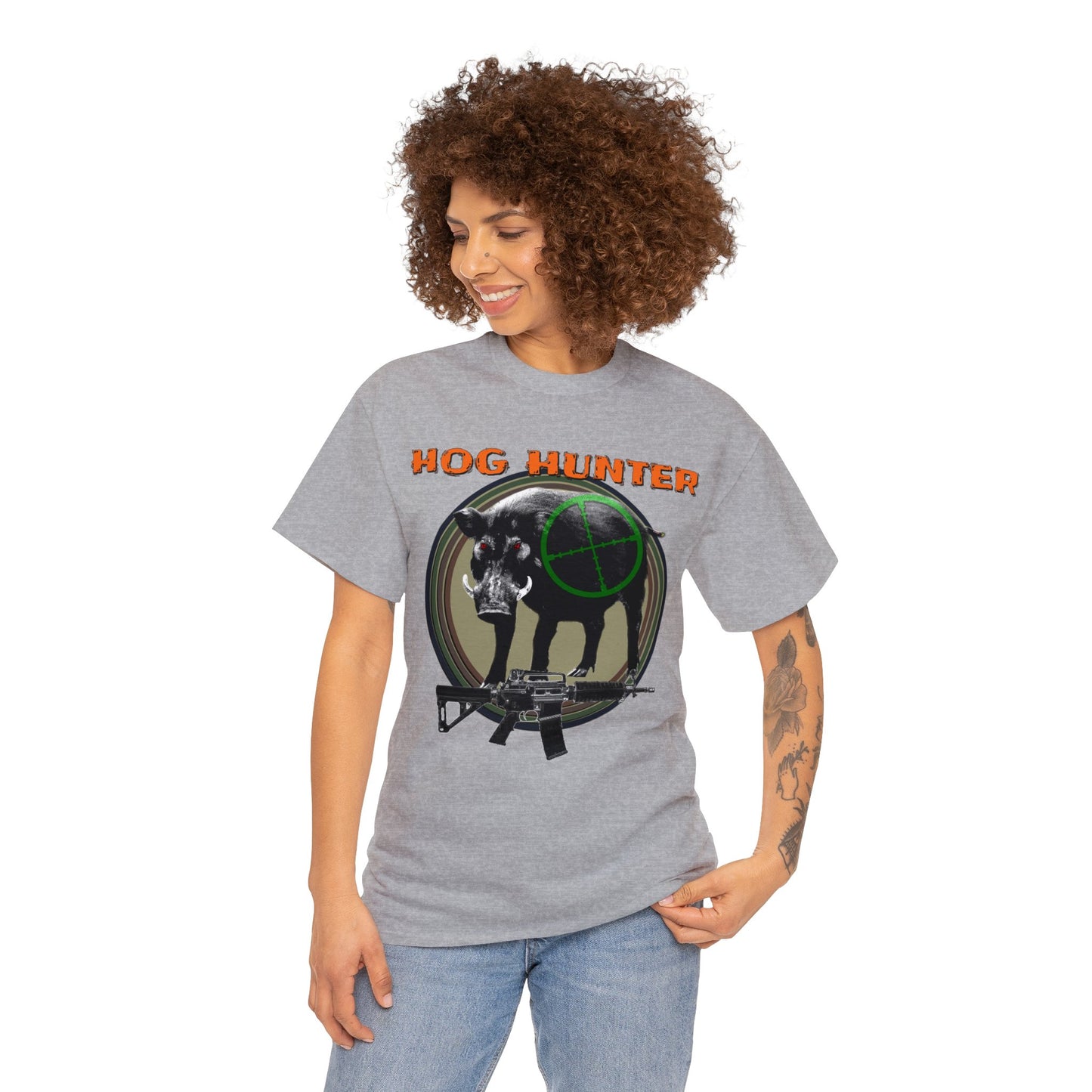Wild Hog Hunter, Wild Hog, Hog Wild, Hog Boar Hunting Heavy Cotton Tee