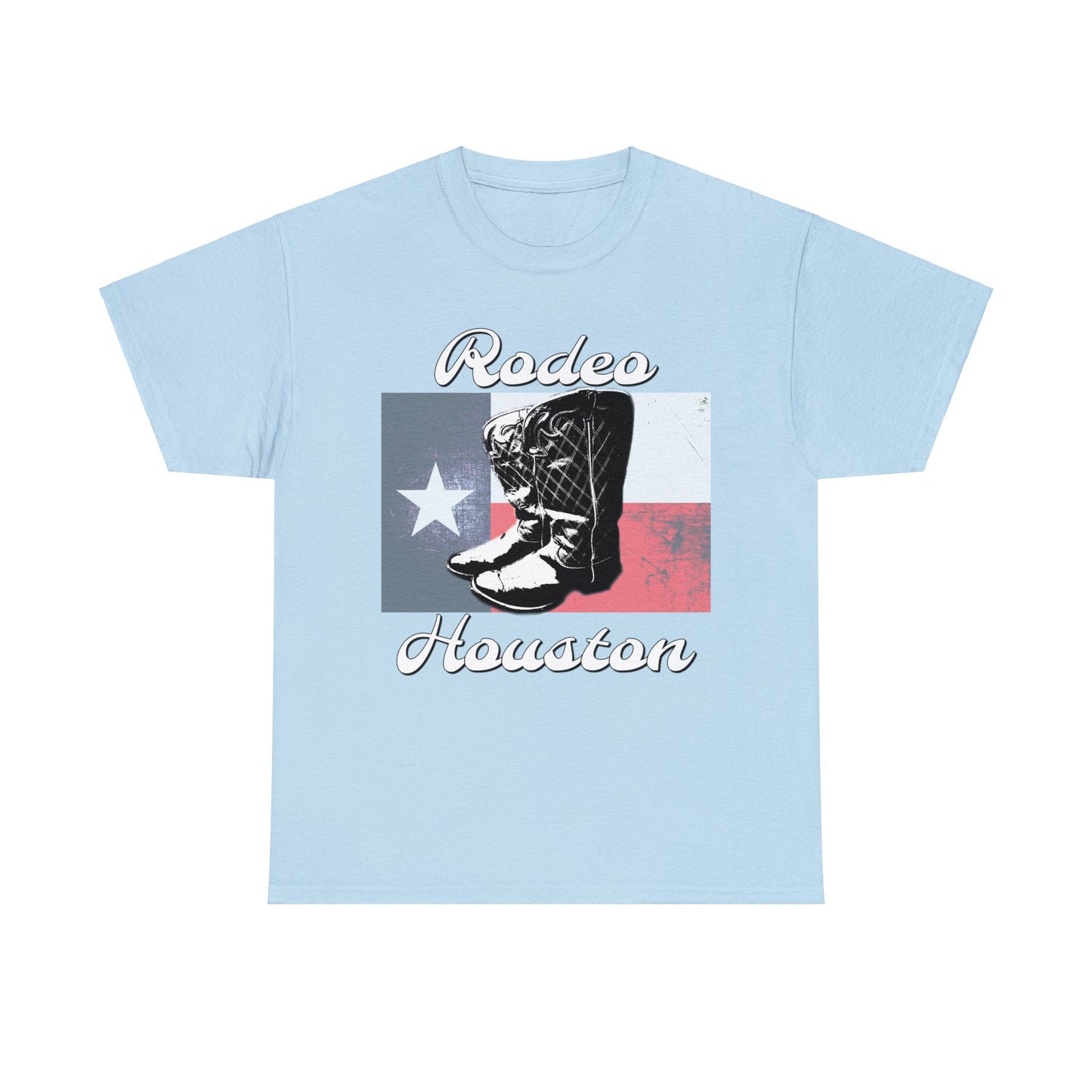 Vintage Rodeo Houston Texas Flag Bronc Buster Heavy Cotton Tee