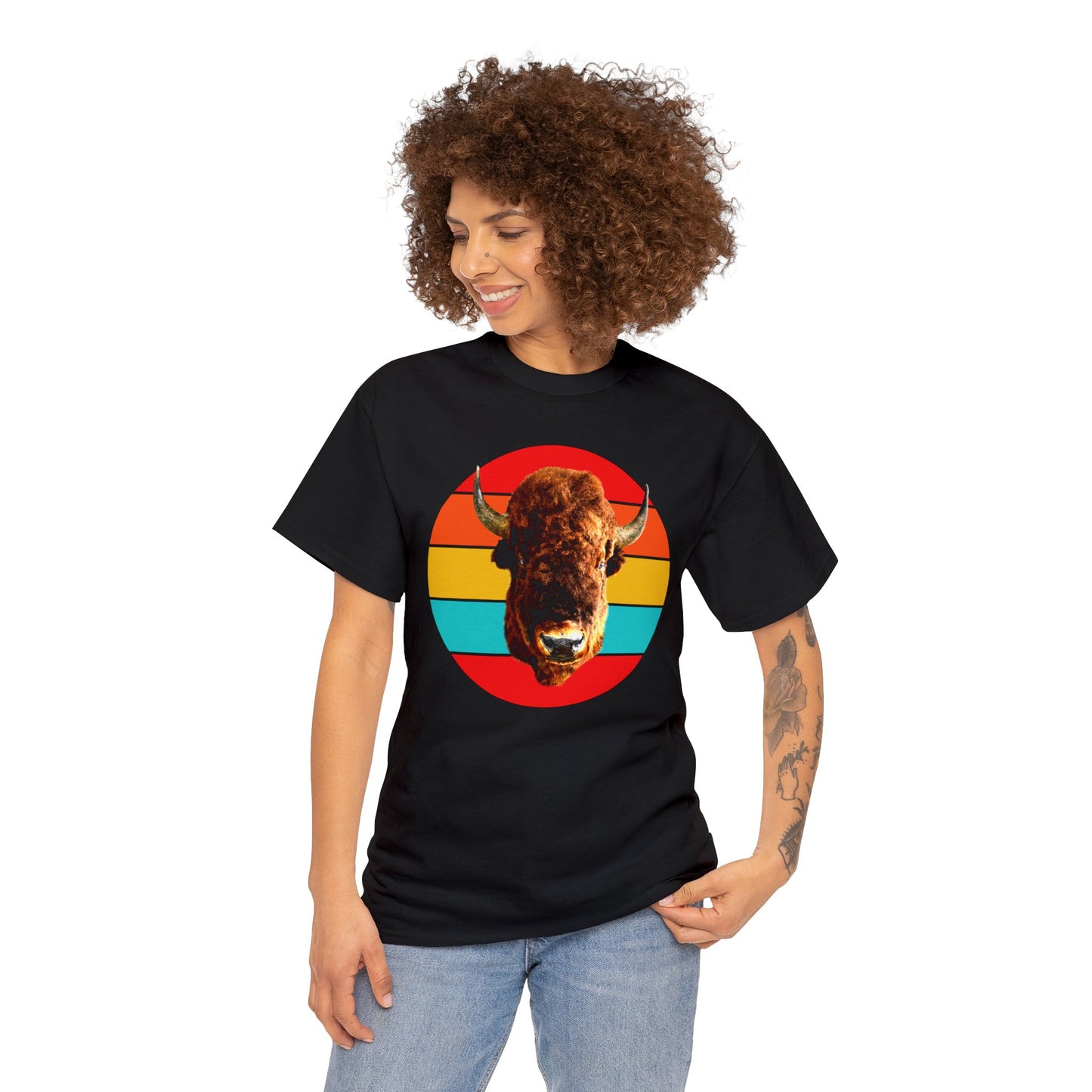 Buffalo Bison Head, Buffalo Mount, Wild Buffalo Heavy Cotton Tee