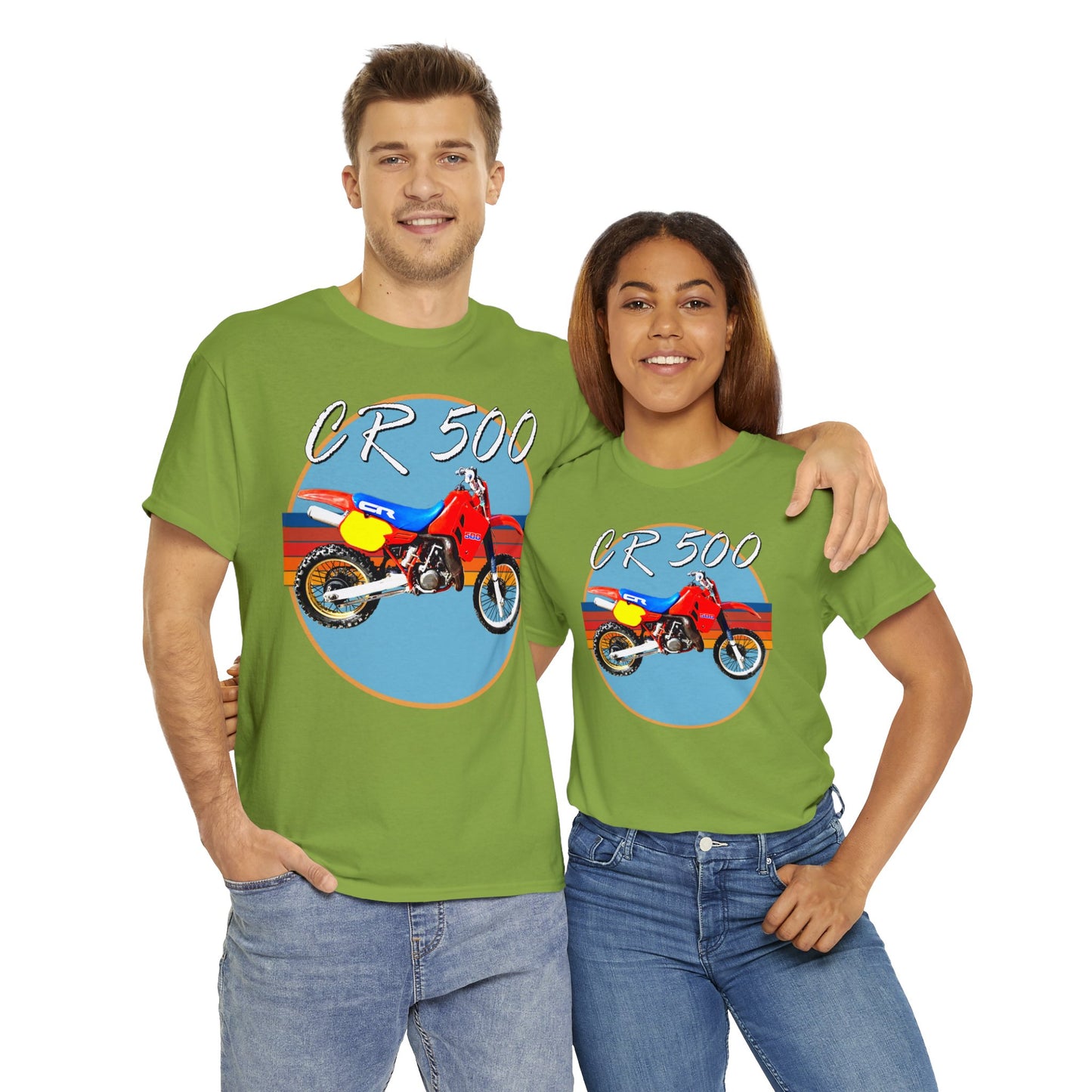 CR 500 Vintage Retro Motor Cross Motocross Motorcycle Dirt Bike Heavy Cotton Tee