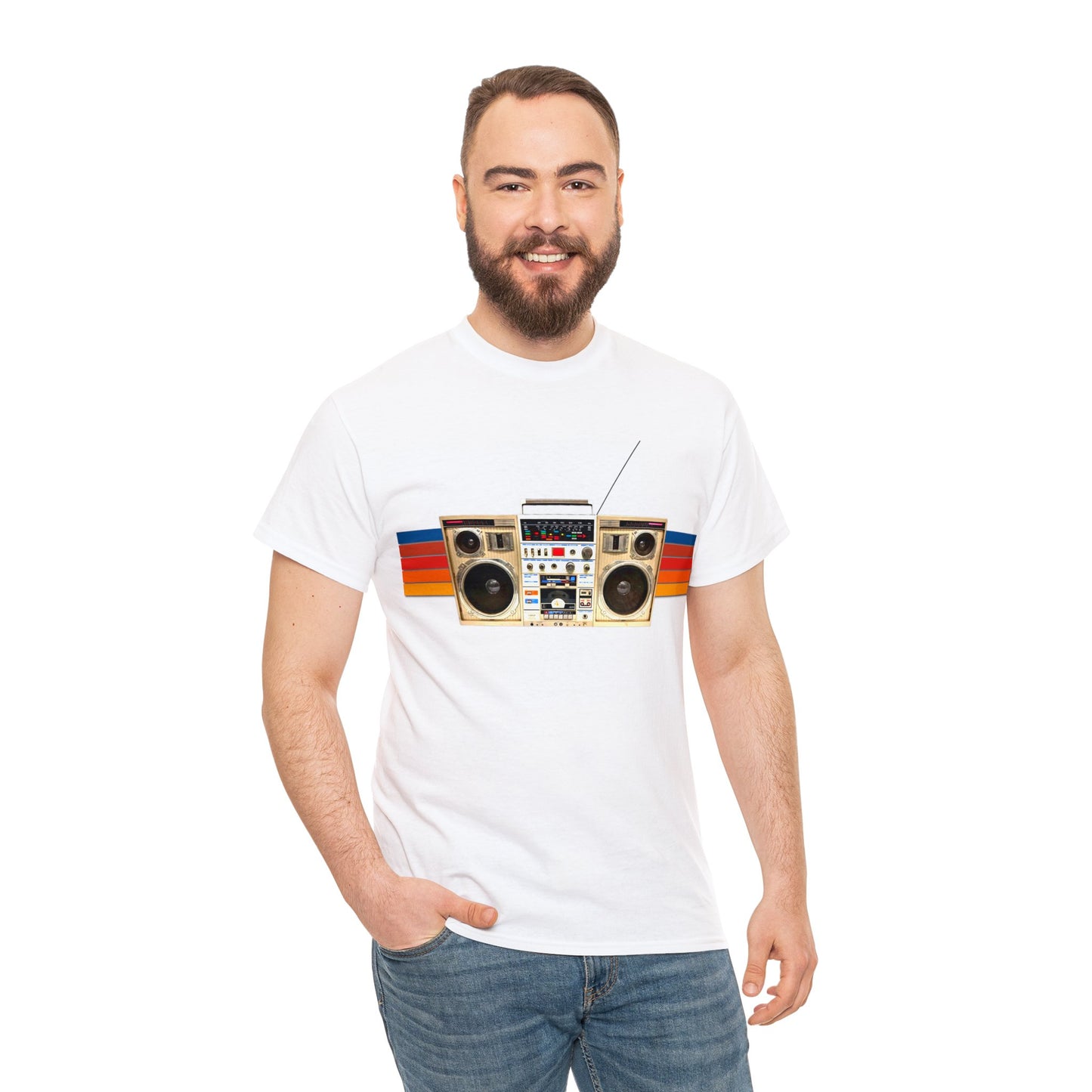 Jam Box, Ghetto Blaster, Boombox, Vintage Radio, Retro Cassette Player Heavy Cotton Tee