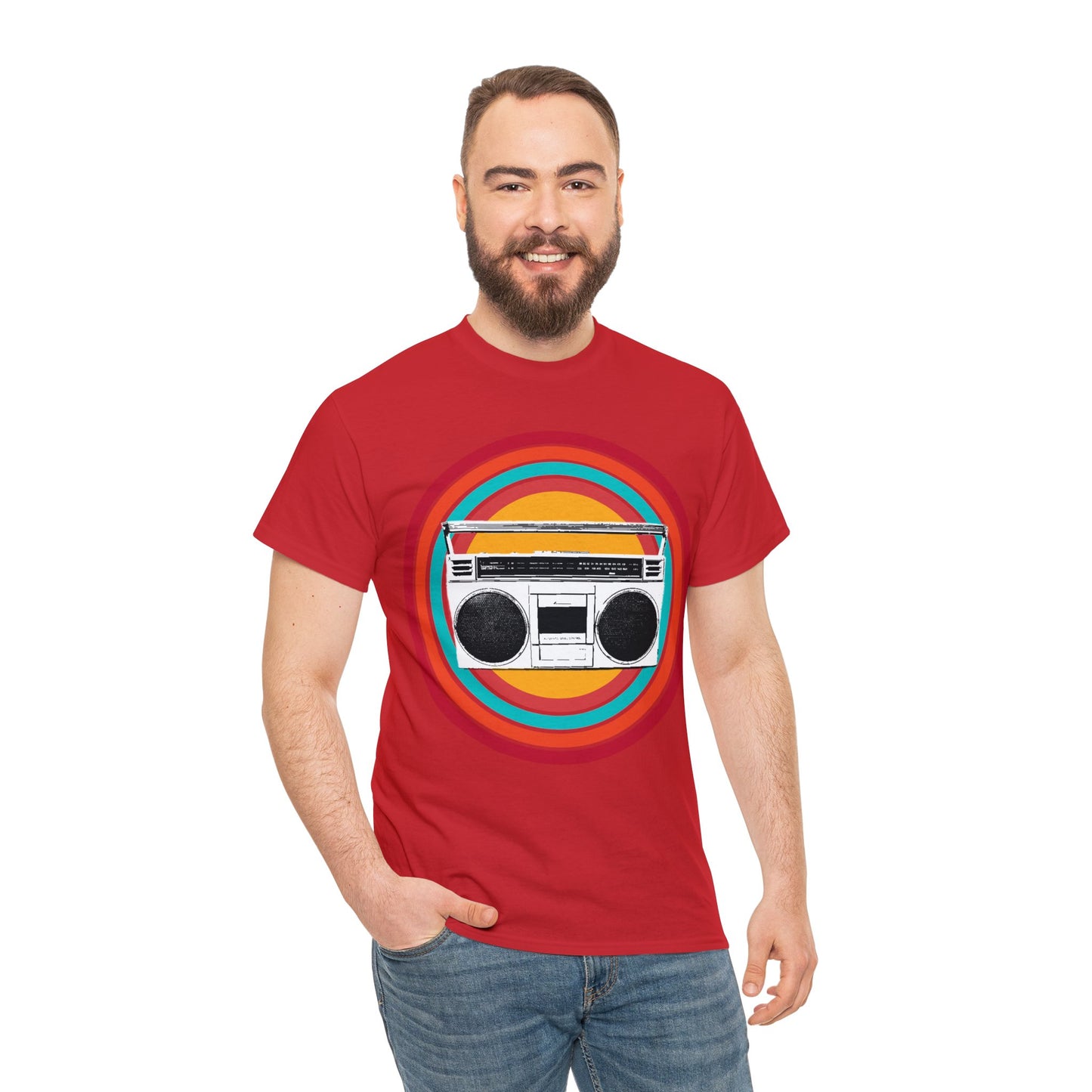 Jam Box, Ghetto Blaster, Boombox, Vintage Radio, Retro Cassette Player Heavy Cotton Tee