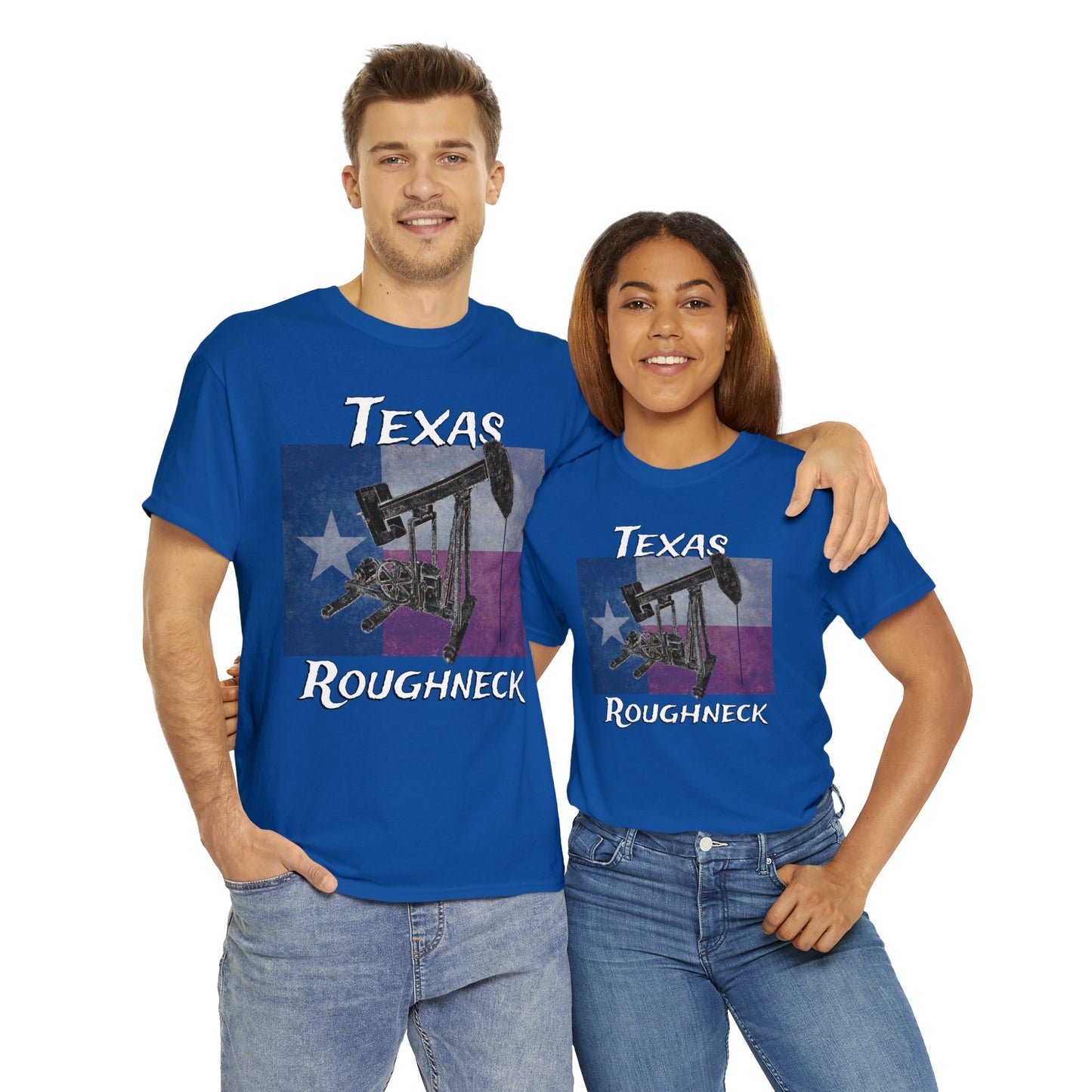 Texas Oil Worker, Rough Neck, Pump Jack Heavy Cotton Tee