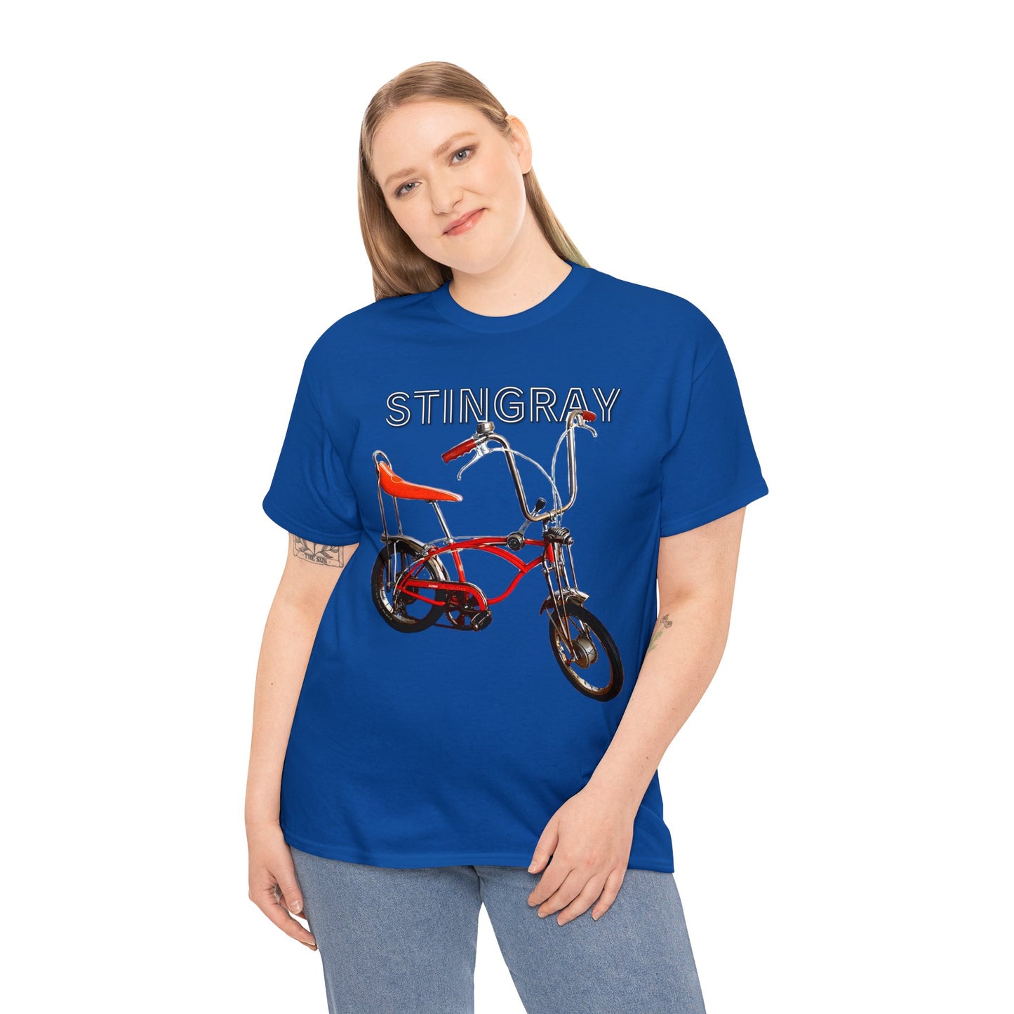 Stingray Krate Bicycle, Vintage Stick Shift Bike, Banana Seat Bike Heavy Cotton Tee