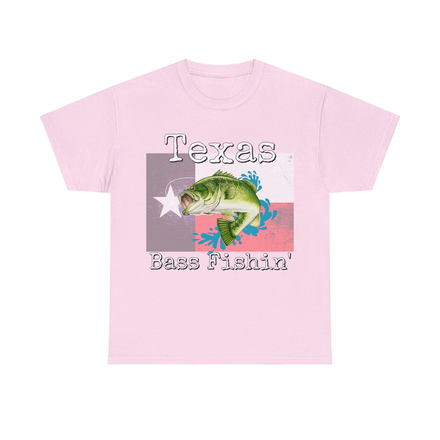 Vintage Retro Bass Fishing Fisherman Texas Heavy Cotton Tee