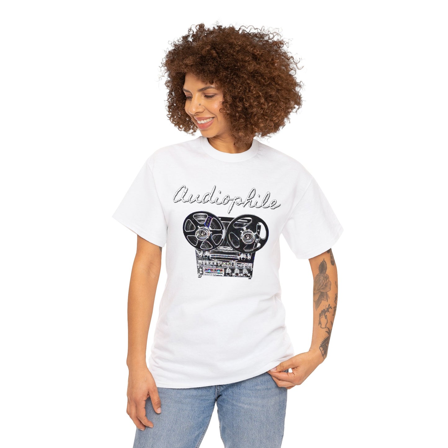 Vintage Reel-to-Reel Tape Player Unisex Heavy Cotton Tee