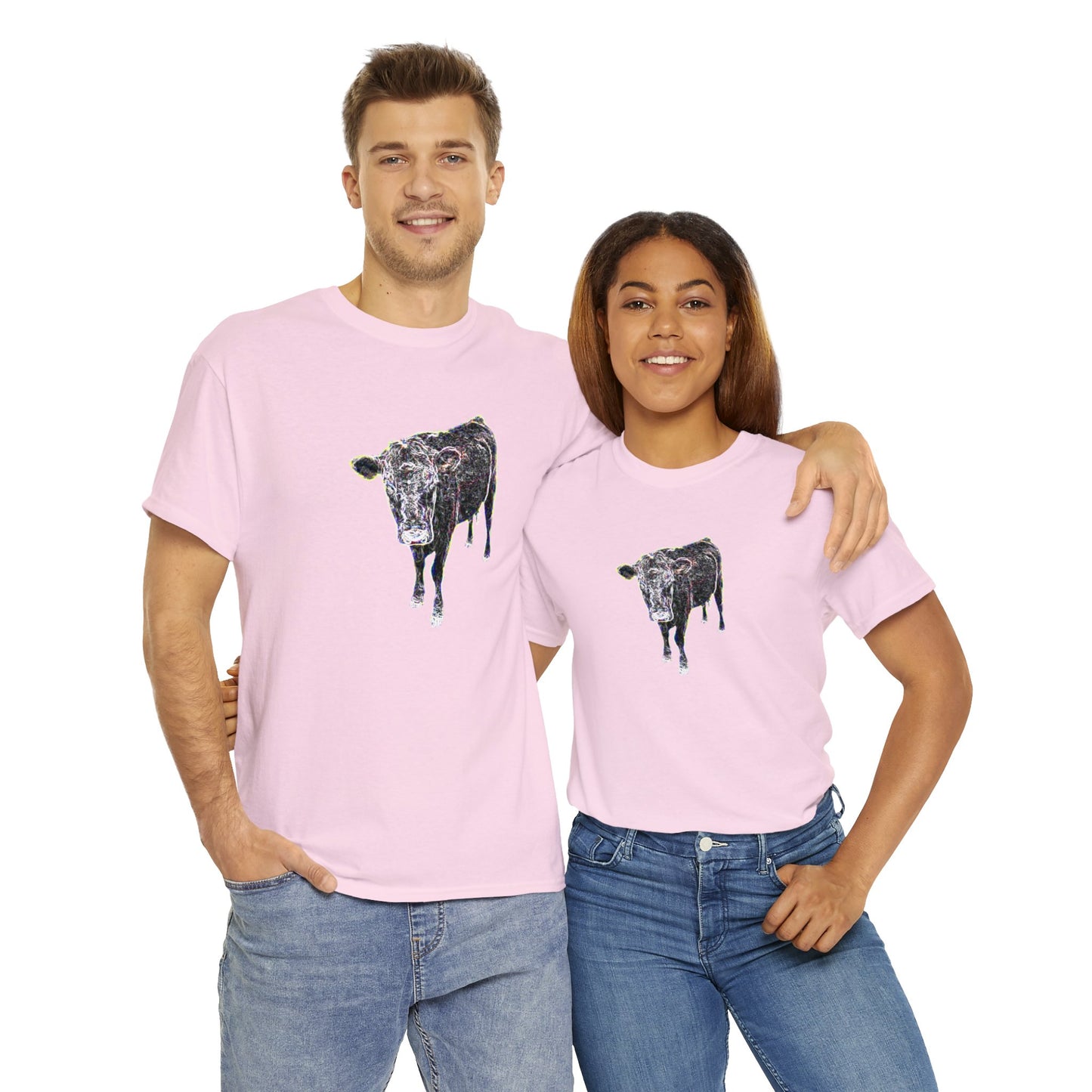 Vintage Retro Cow on the Farm Heavy Cotton Tee