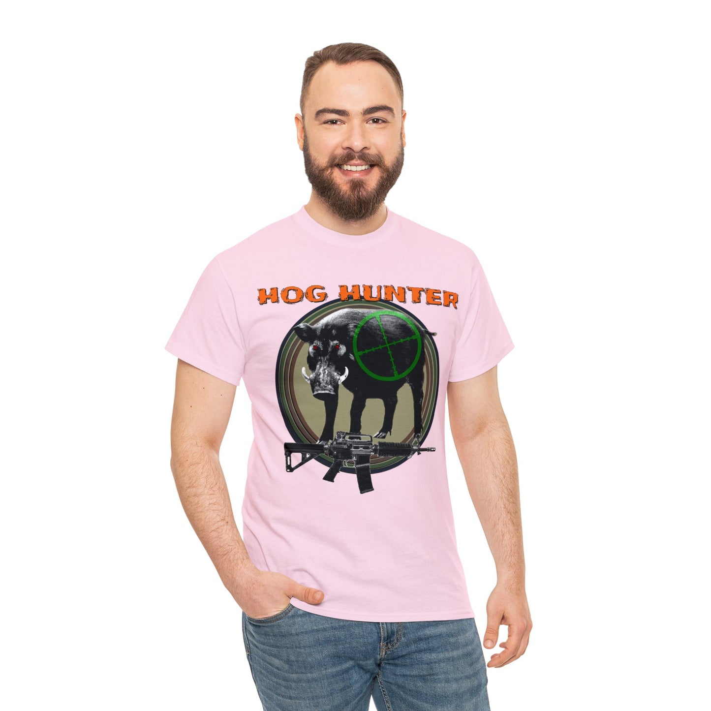 Wild Hog Hunter, Wild Hog, Hog Wild, Hog Boar Hunting Heavy Cotton Tee
