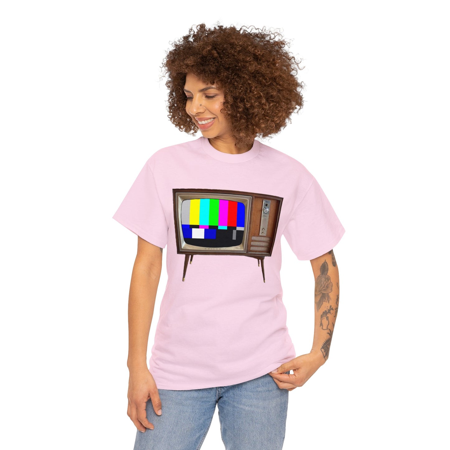 Vintage Television, Tube TV, Sign Off Screen, Old School, Vintage, Retro Heavy Cotton Tee