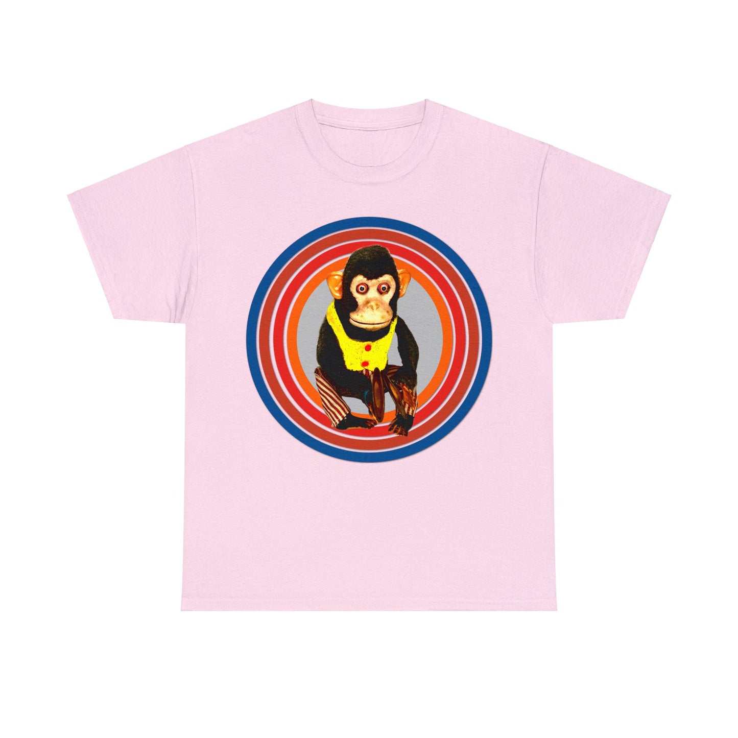 Cymbal Chimp Toy, Jolly Monkey With Cymbals Vintage Retro Heavy Cotton Tee