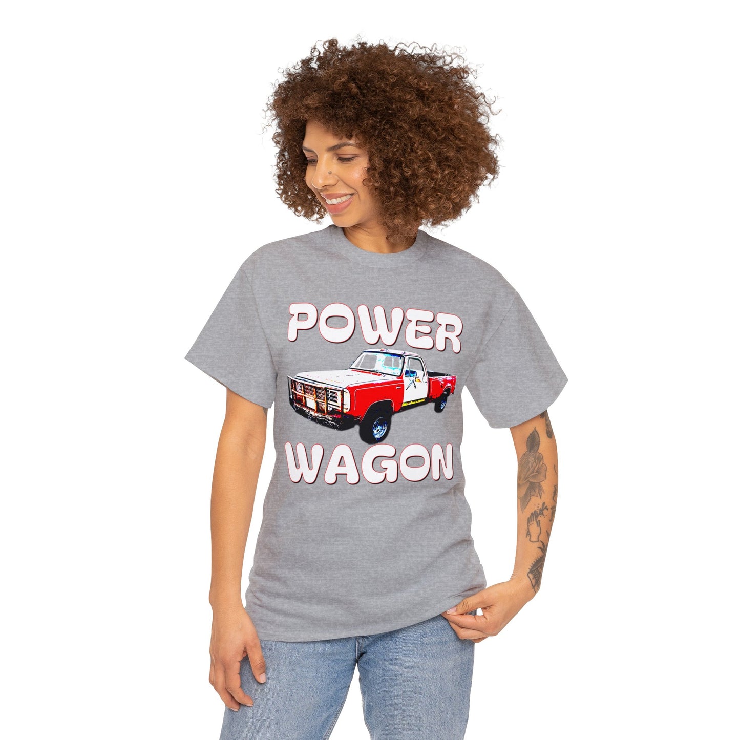 Power Wagon Pickup Truck, Vintage Pick Up Truck, Retro Truck Heavy Cotton Tee