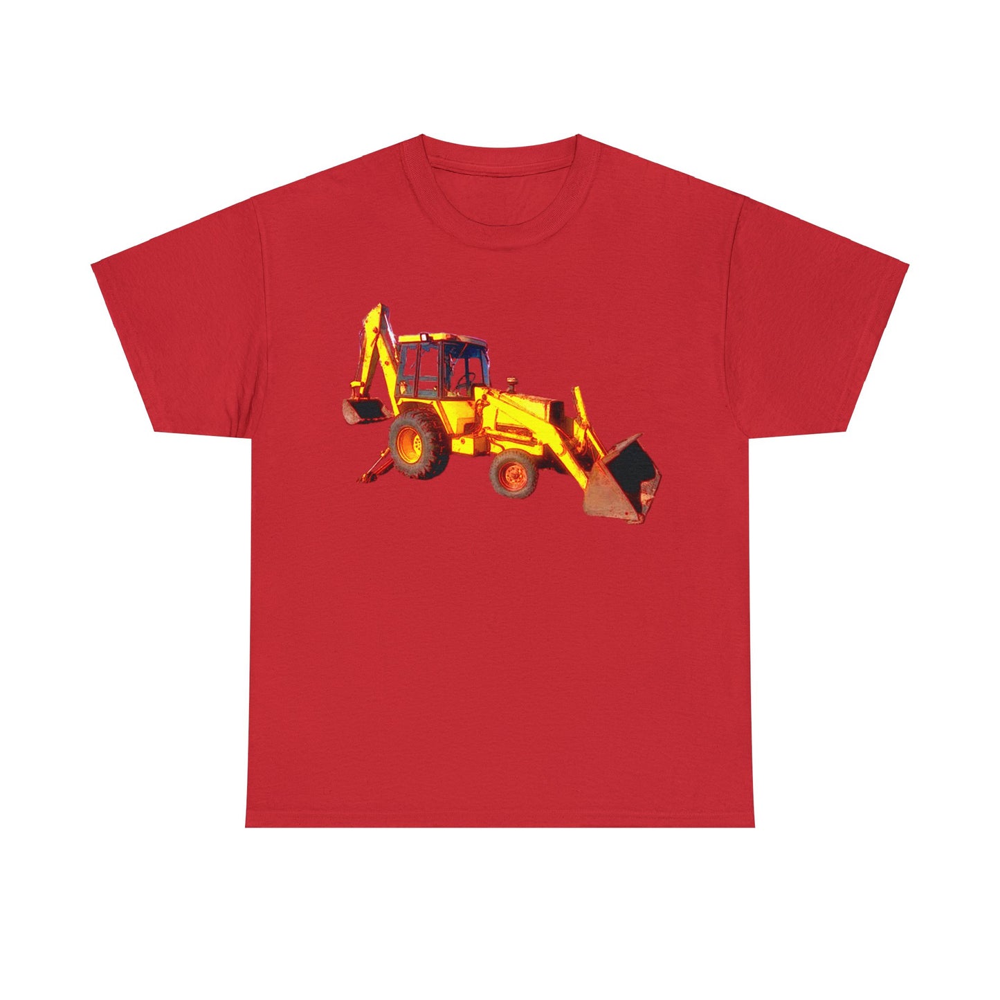 Back Hoe, Tractor, Bulldozer, Excavator, Construction, Under Construction Heavy Cotton Tee