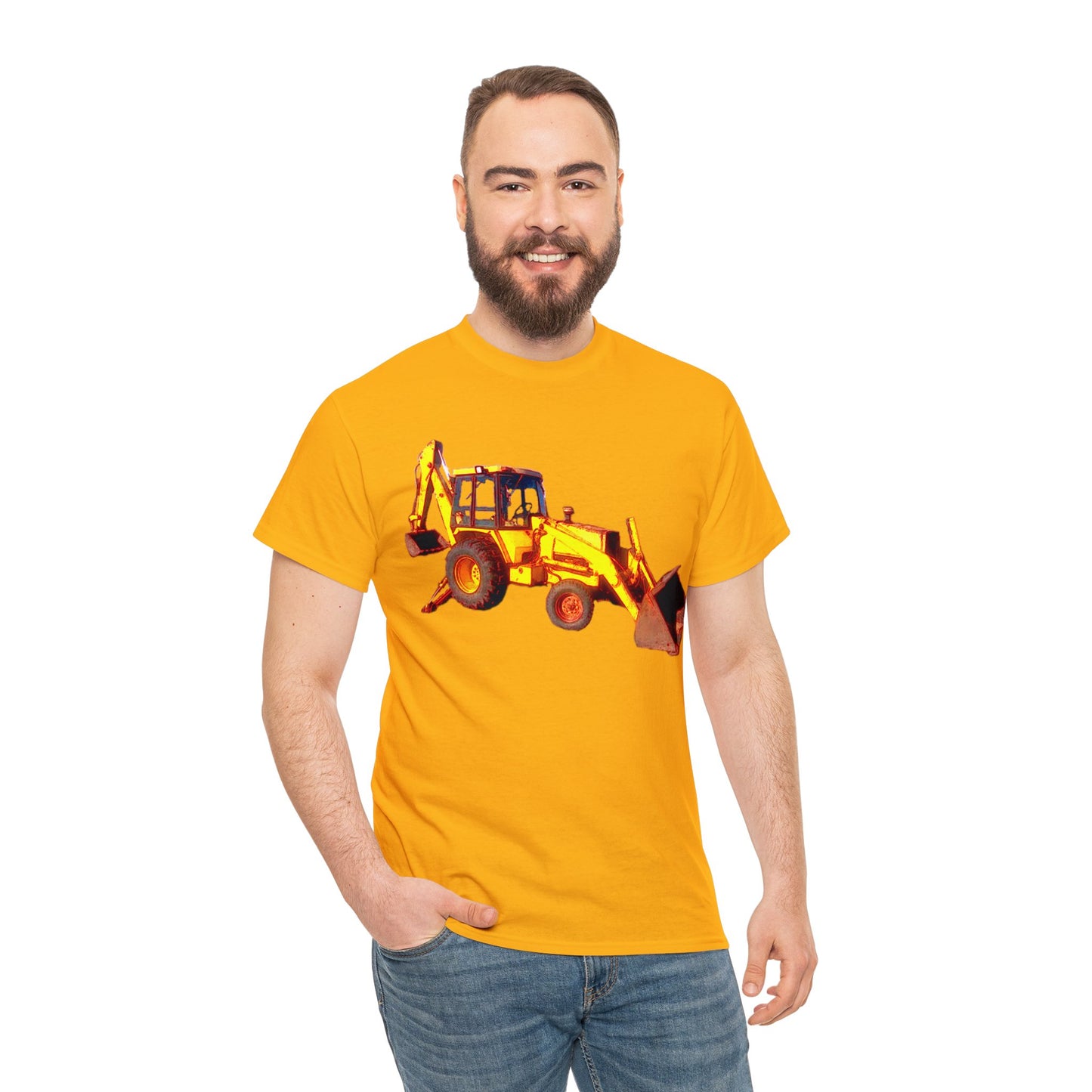 Back Hoe, Tractor, Bulldozer, Excavator, Construction, Under Construction Heavy Cotton Tee