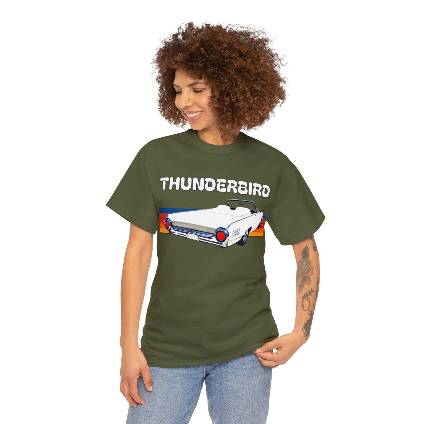 Thunderbird Vintage American Automobile, Antique American Car Heavy Cotton Tee