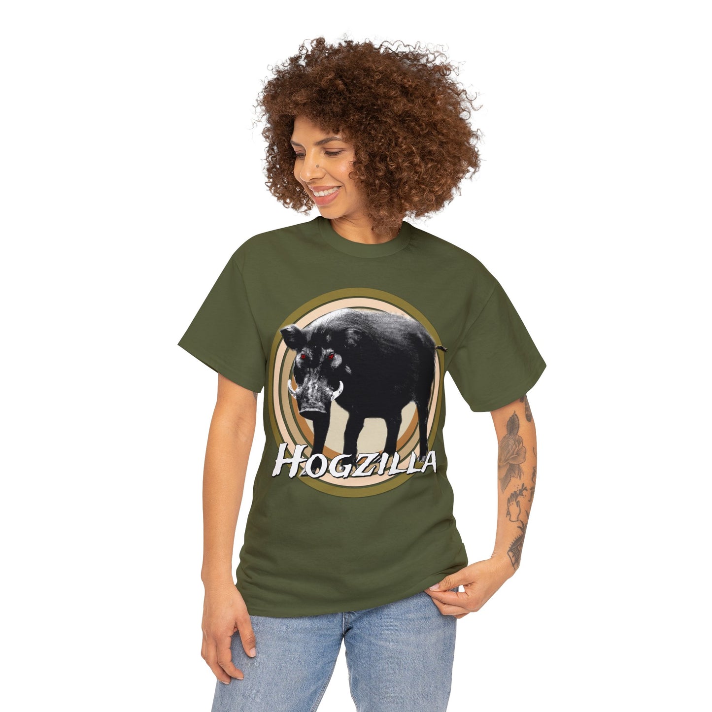 Wild Hog Hunting, Wild Hog, Hog Wild, Hog Boar Hunter, Hogzilla Heavy Cotton Tee