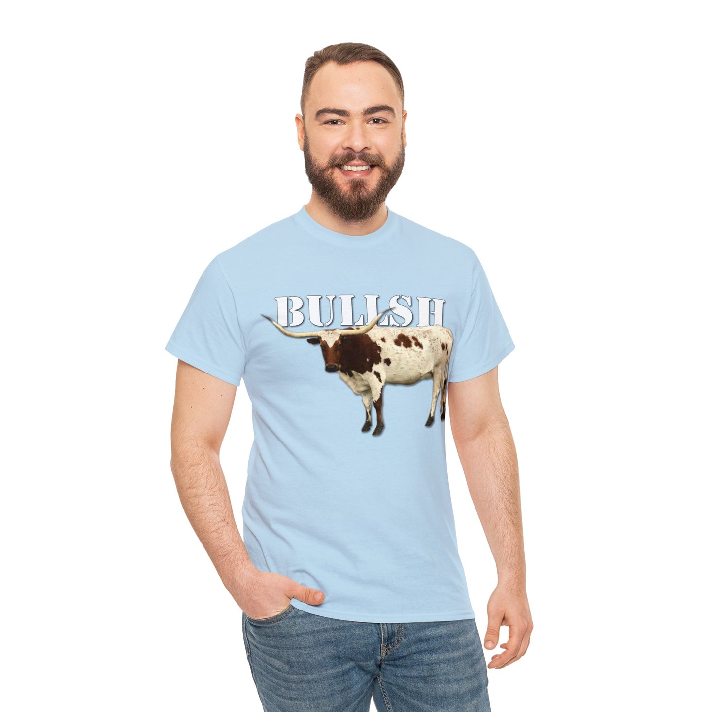 Bullsh, Longhorn, Cow, Cattle, Funny, Texas, Country Heavy Cotton Tee