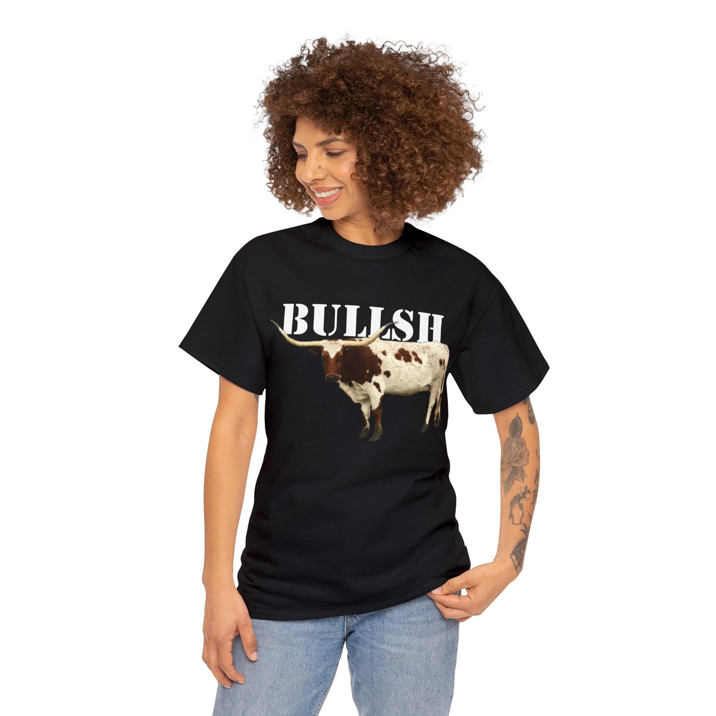 Bullsh, Longhorn, Cow, Cattle, Funny, Texas, Country Heavy Cotton Tee