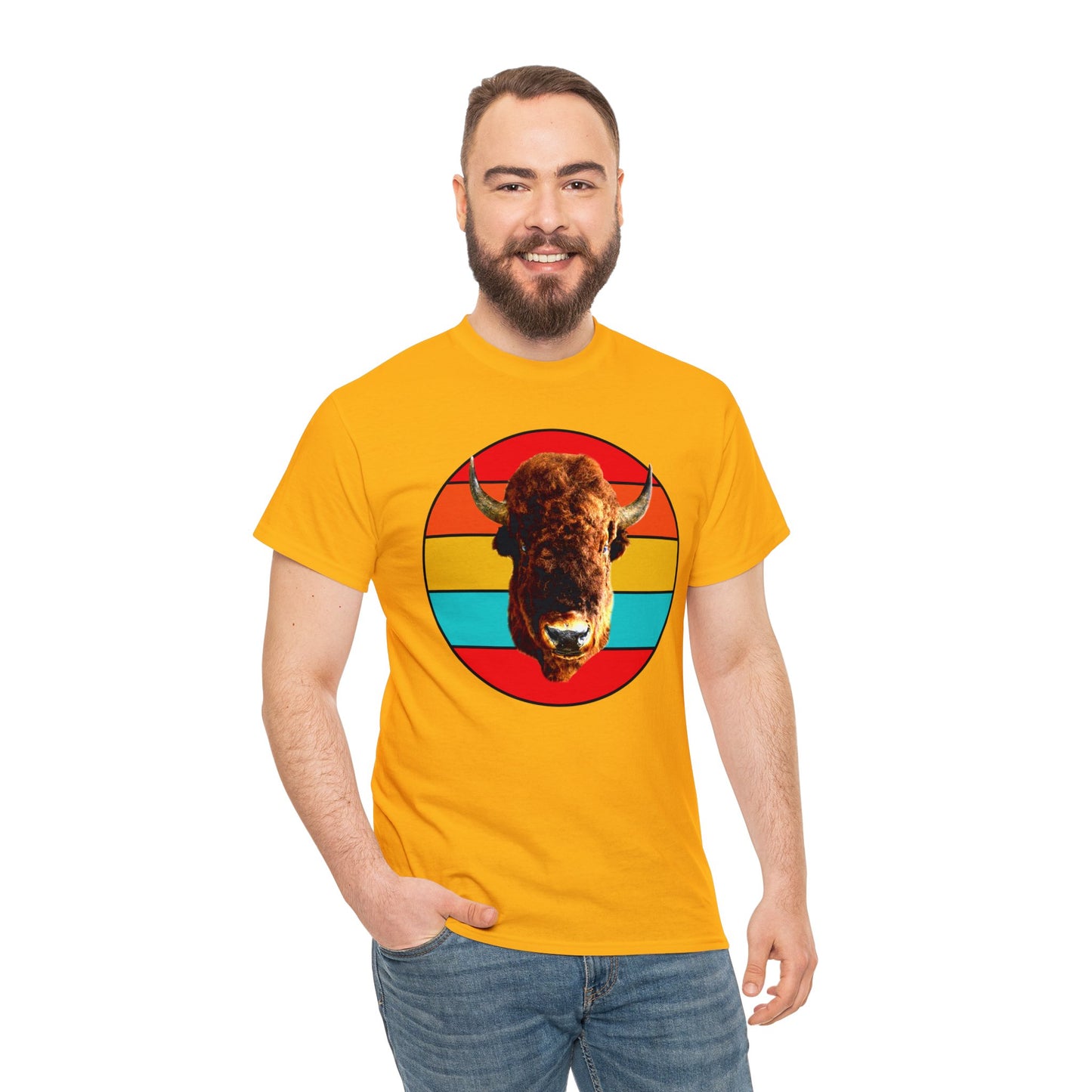 Buffalo Bison Head, Buffalo Mount, Wild Buffalo Heavy Cotton Tee