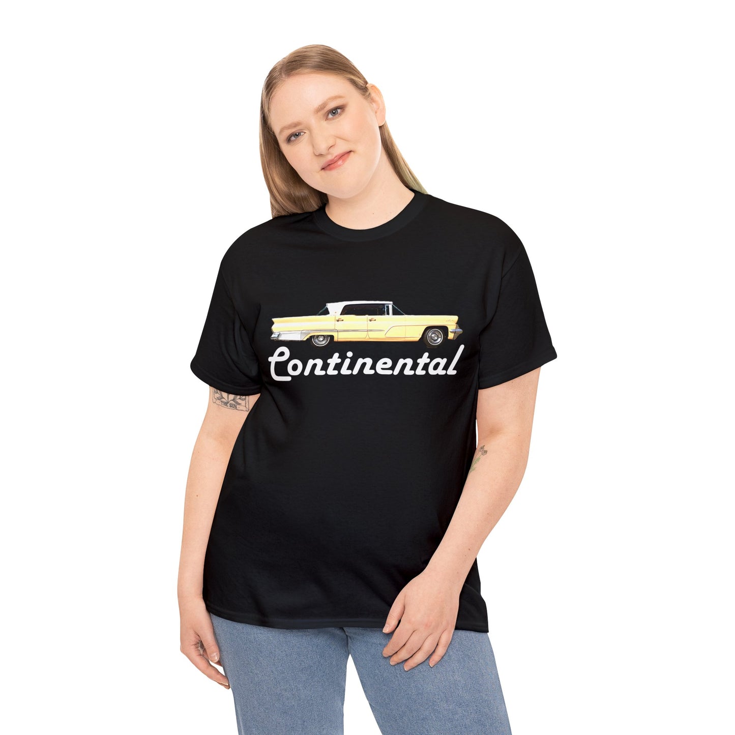 1959 Continental Retro Vintage American Car With Tail Fins Heavy Cotton Tee