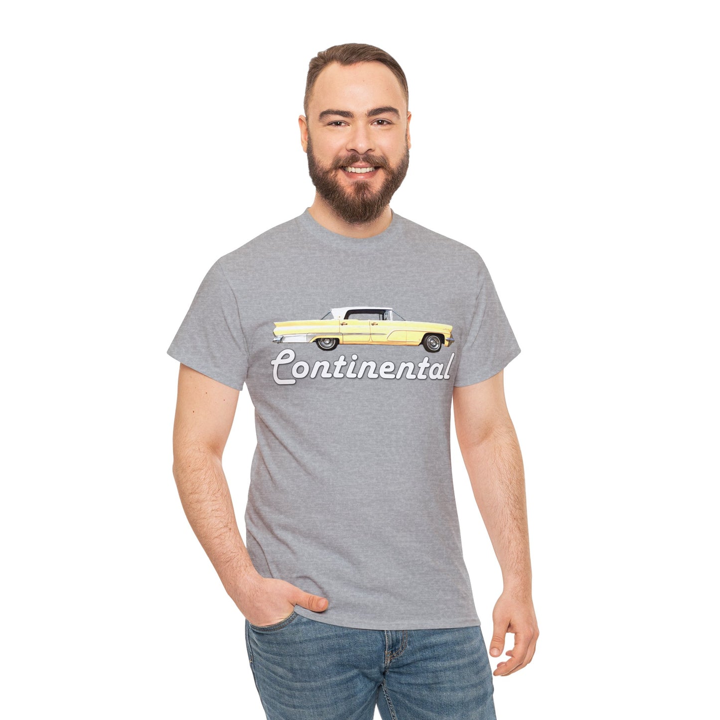 1959 Continental Retro Vintage American Car With Tail Fins Heavy Cotton Tee