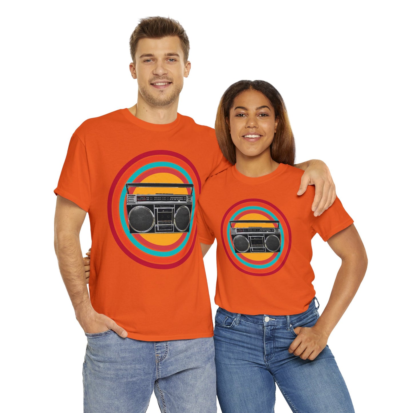 Jam Box, Ghetto Blaster, Boombox, Vintage Radio, Retro Cassette Player Heavy Cotton Tee