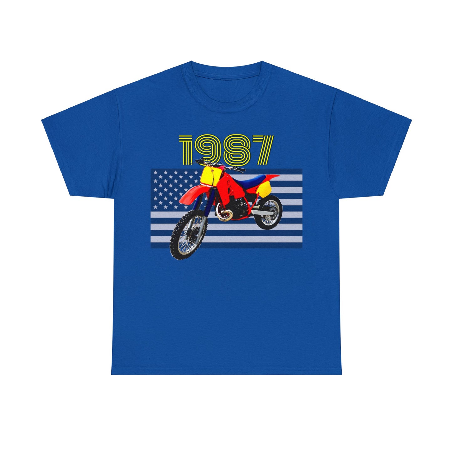 CR 500 Vintage Retro Motorcross Motocross Motorcycle American Flag Dirt Bike Heavy Cotton Tee