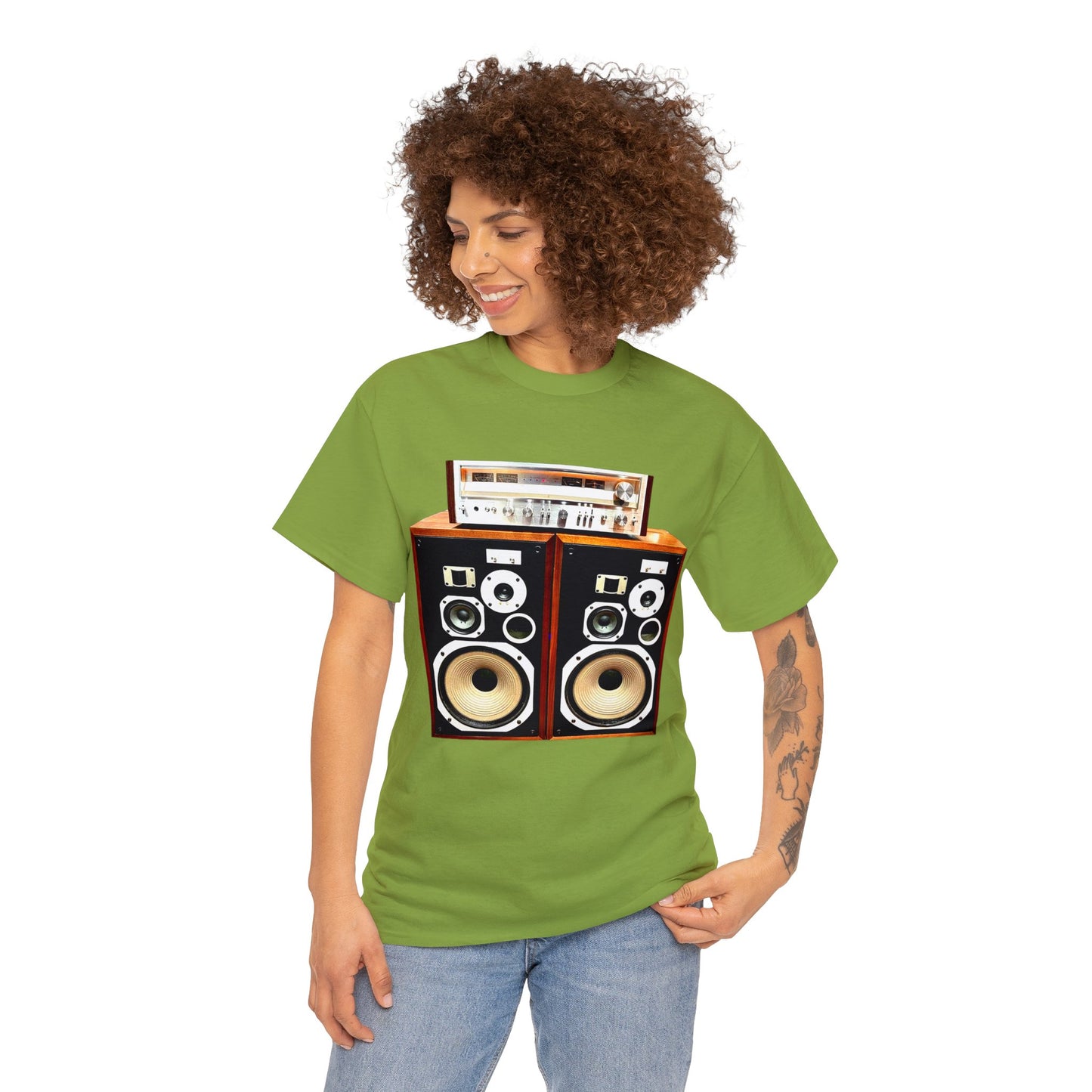 Vintage Stereo Receiver and Speakers, Audiophile, Retro Stereo, High Fidelity Heavy Cotton Tee