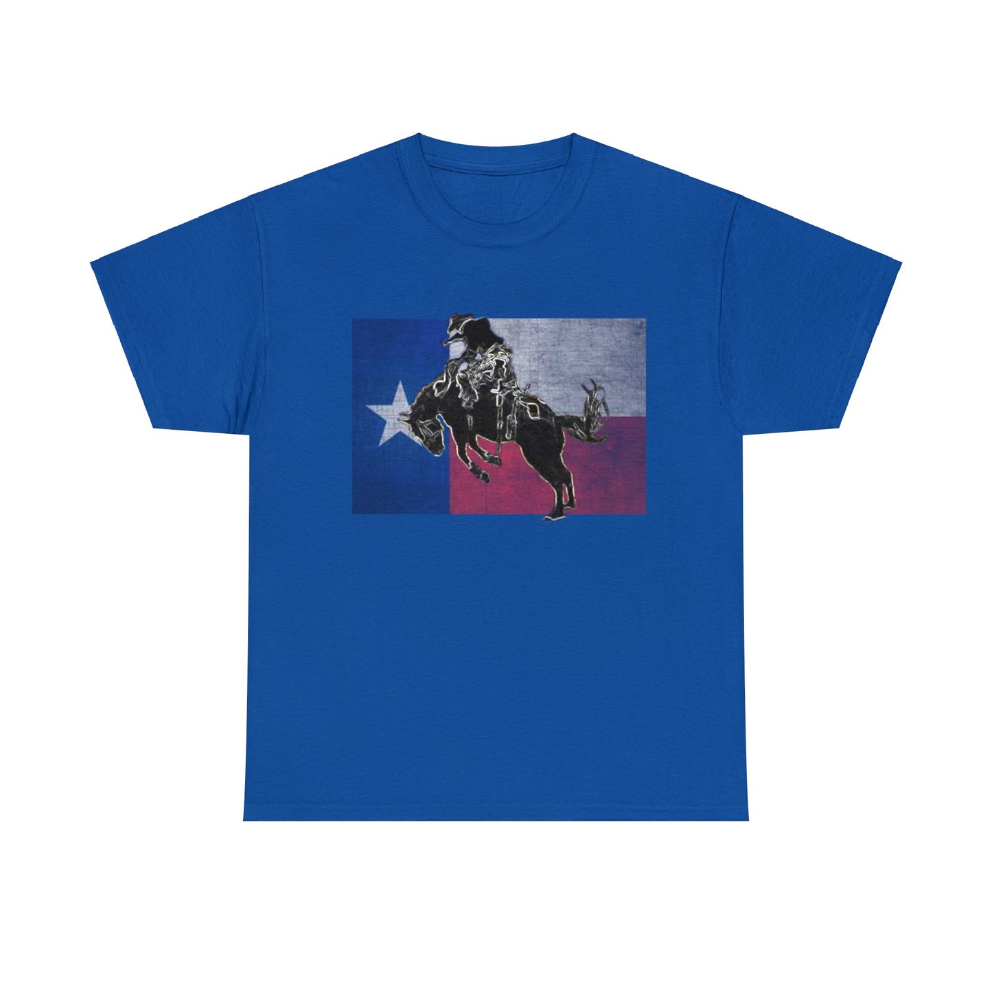 Rodeo, Bronco Rider, Bronc Buster, Cowboy Rider, Horse Rider, Wild Horse Heavy Cotton Tee