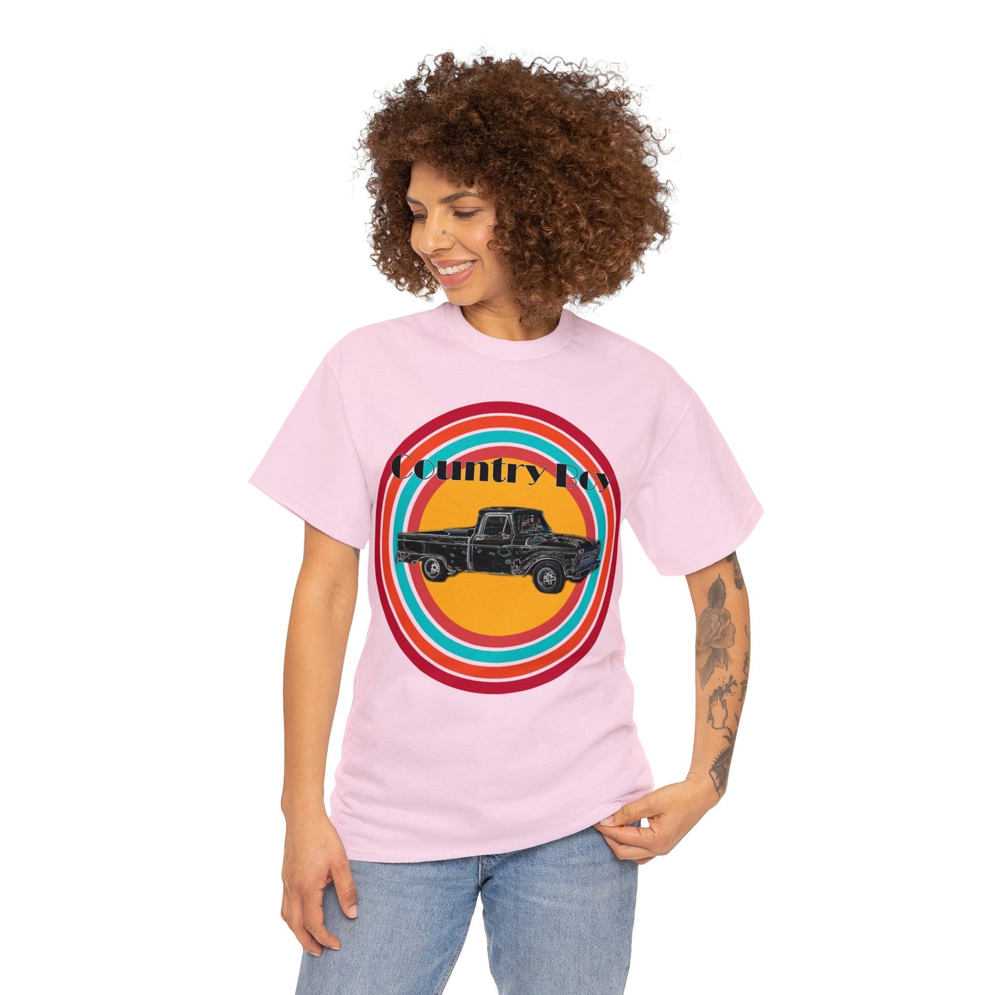 Country Boy Pickup Truck Western Unisex Heavy Cotton Tee