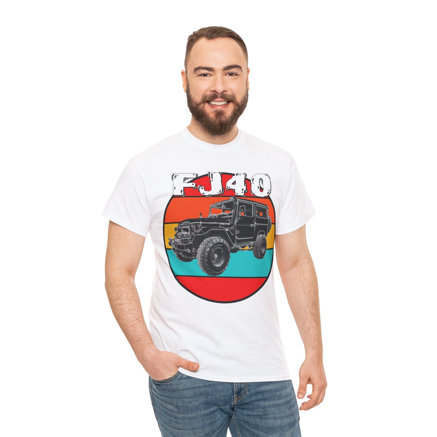 FJ 40 4x4 Off Road Truck Vintage Retro Heavy Cotton Tee