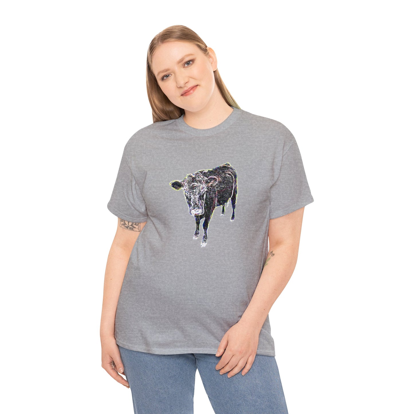 Vintage Retro Cow on the Farm Heavy Cotton Tee