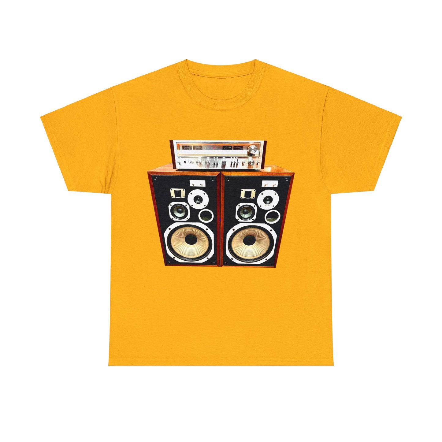 Vintage Stereo Receiver and Speakers, Audiophile, Retro Stereo, High Fidelity Heavy Cotton Tee