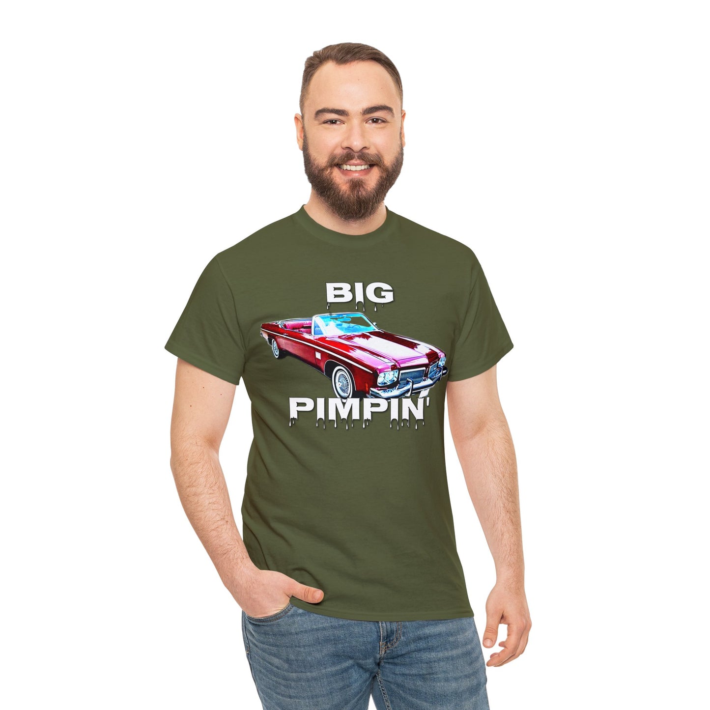 Big Pimpin' Convertible Olds, Vintage Car, Retro Car Heavy Cotton Tee