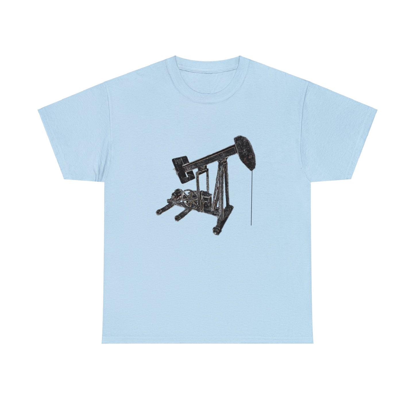 Vintage Retro Oil Field Pump Jack Heavy Cotton Tee