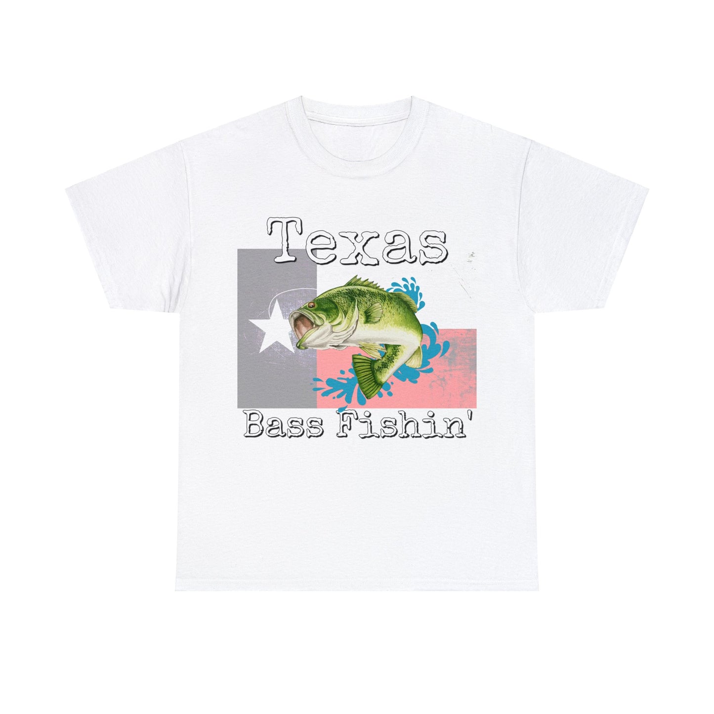 Vintage Retro Bass Fishing Fisherman Texas Heavy Cotton Tee