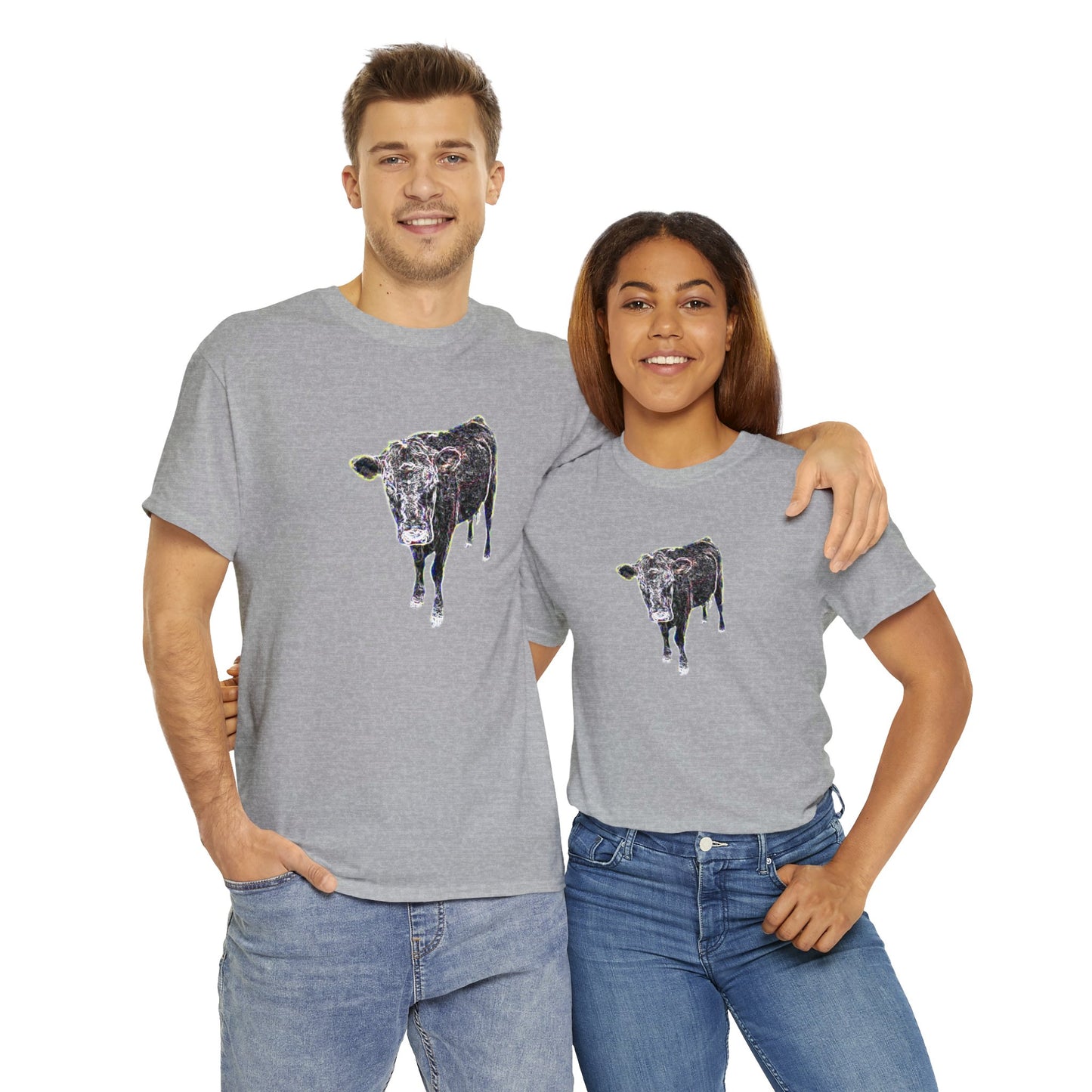 Vintage Retro Cow on the Farm Heavy Cotton Tee