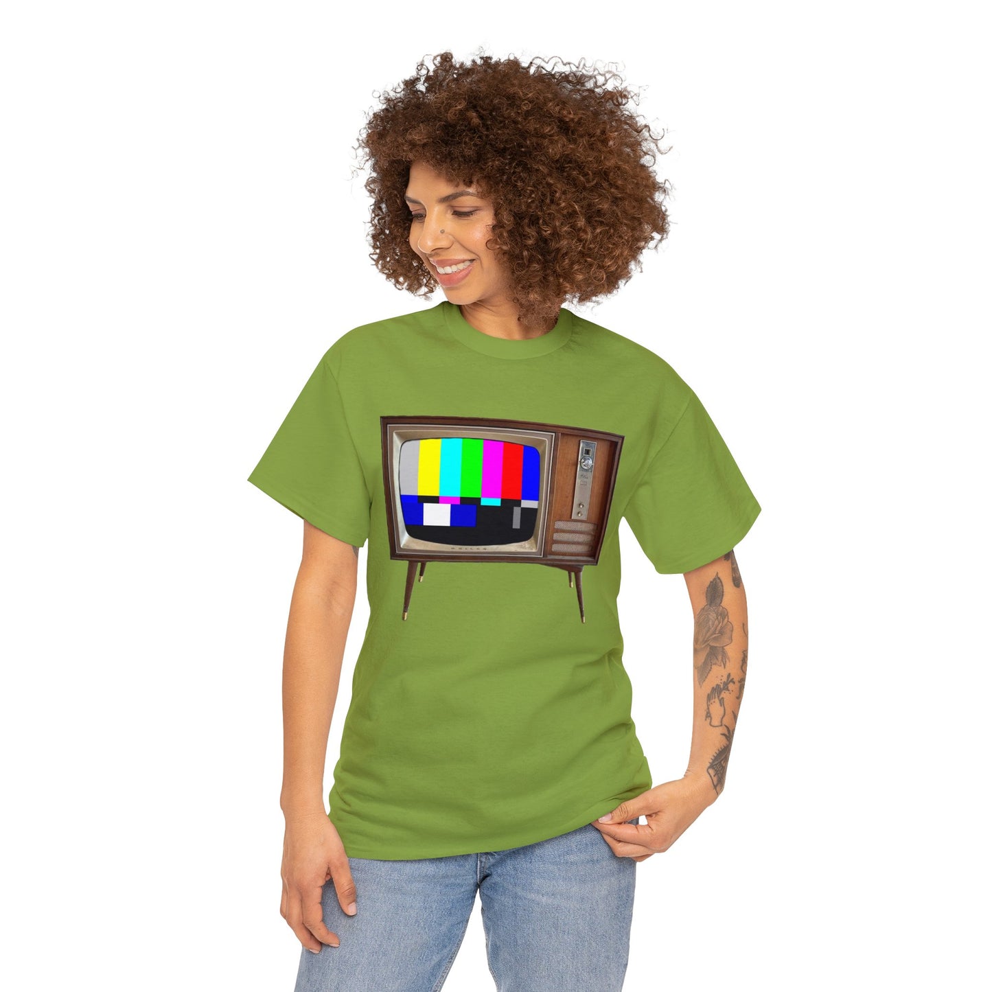 Vintage Television, Tube TV, Sign Off Screen, Old School, Vintage, Retro Heavy Cotton Tee