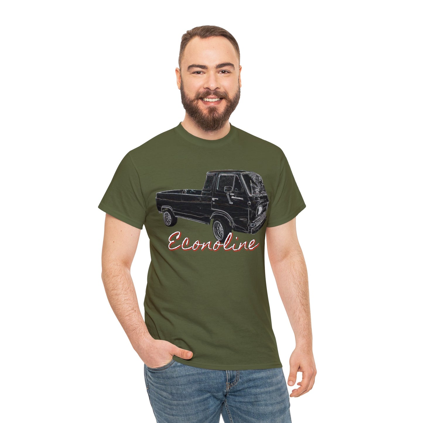 Econoline Pickup Truck, Vintage Pickup Truck, Old School Pickup Heavy Cotton Tee