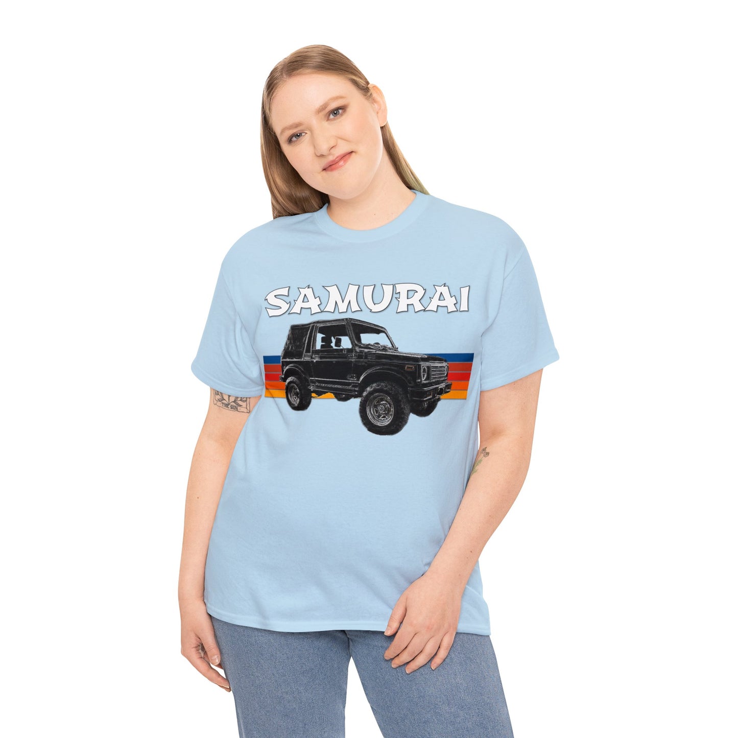 Samurai Vintage Retro 4x4 Truck, Samurai 4 Wheel Drive Car Heavy Cotton Tee