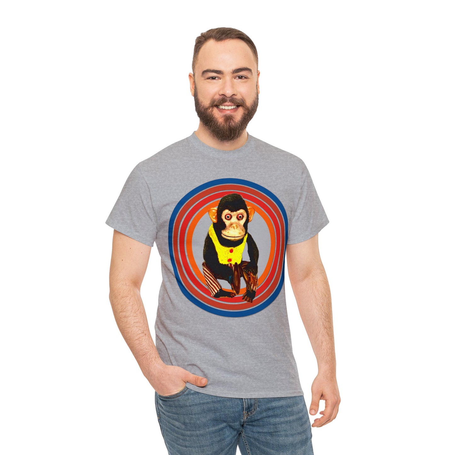 Cymbal Chimp Toy, Jolly Monkey With Cymbals Vintage Retro Heavy Cotton Tee