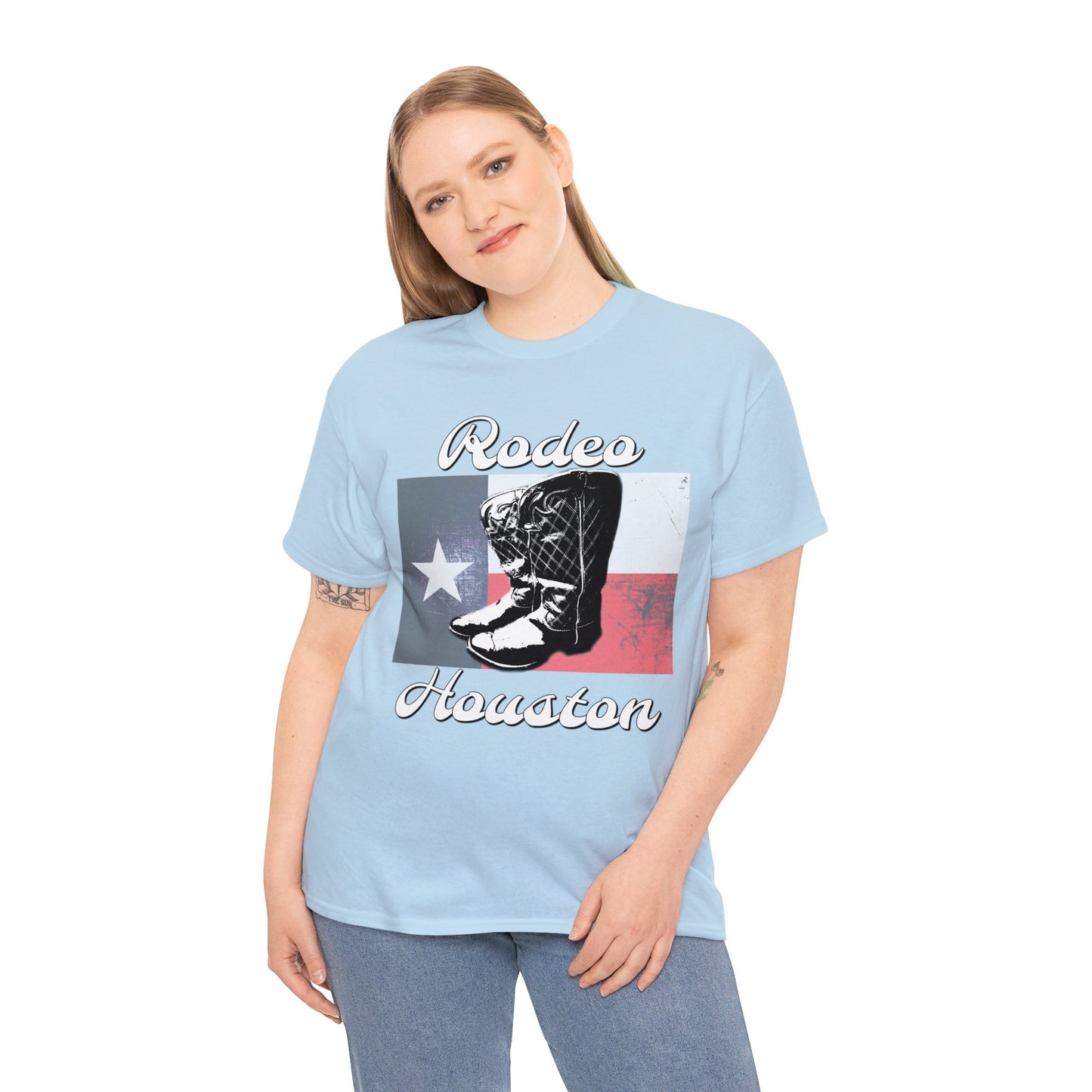 Vintage Rodeo Houston Texas Flag Bronc Buster Heavy Cotton Tee