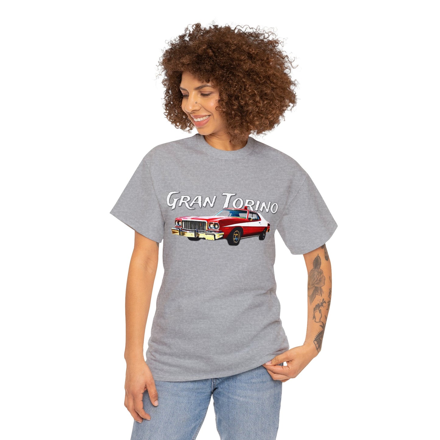 Gran Torino, Vintage Car, Retro Automobile, American Antique Car Heavy Cotton Tee