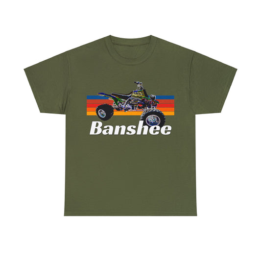 Banshee Quad, ATV, ATC, Vintage, Retro, Yamaha, All Terrain Vehicle Heavy Cotton Tee