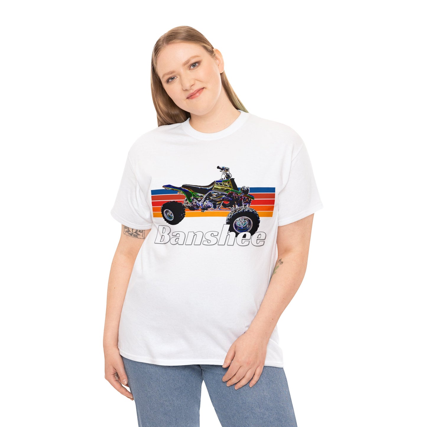 Banshee Quad, ATV, ATC, Vintage, Retro, Yamaha, All Terrain Vehicle Heavy Cotton Tee